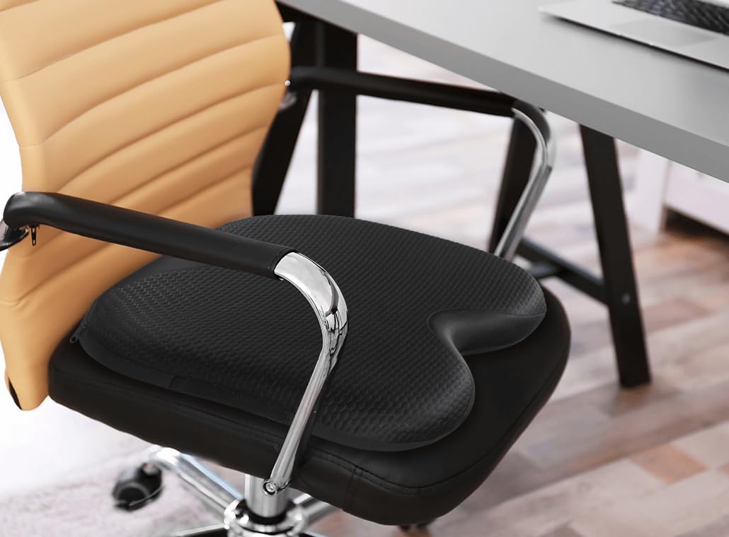 Type S Comfort Gel Seat Cushion 2 Pack, Gel Enhanced Memory Foam Seat Cushion for Office Chair, Car Seat, Tailbone Pain Relief, Sciatica & Back Pain Relief, Portable and Machine Washable