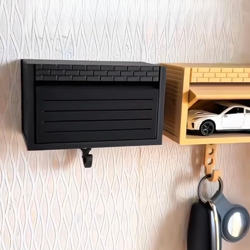 Wall-Mounted Car Display Key Holder, Decorative Garage Model Design, Multiple Colors(No Car) (Brick-Gray(No Car))