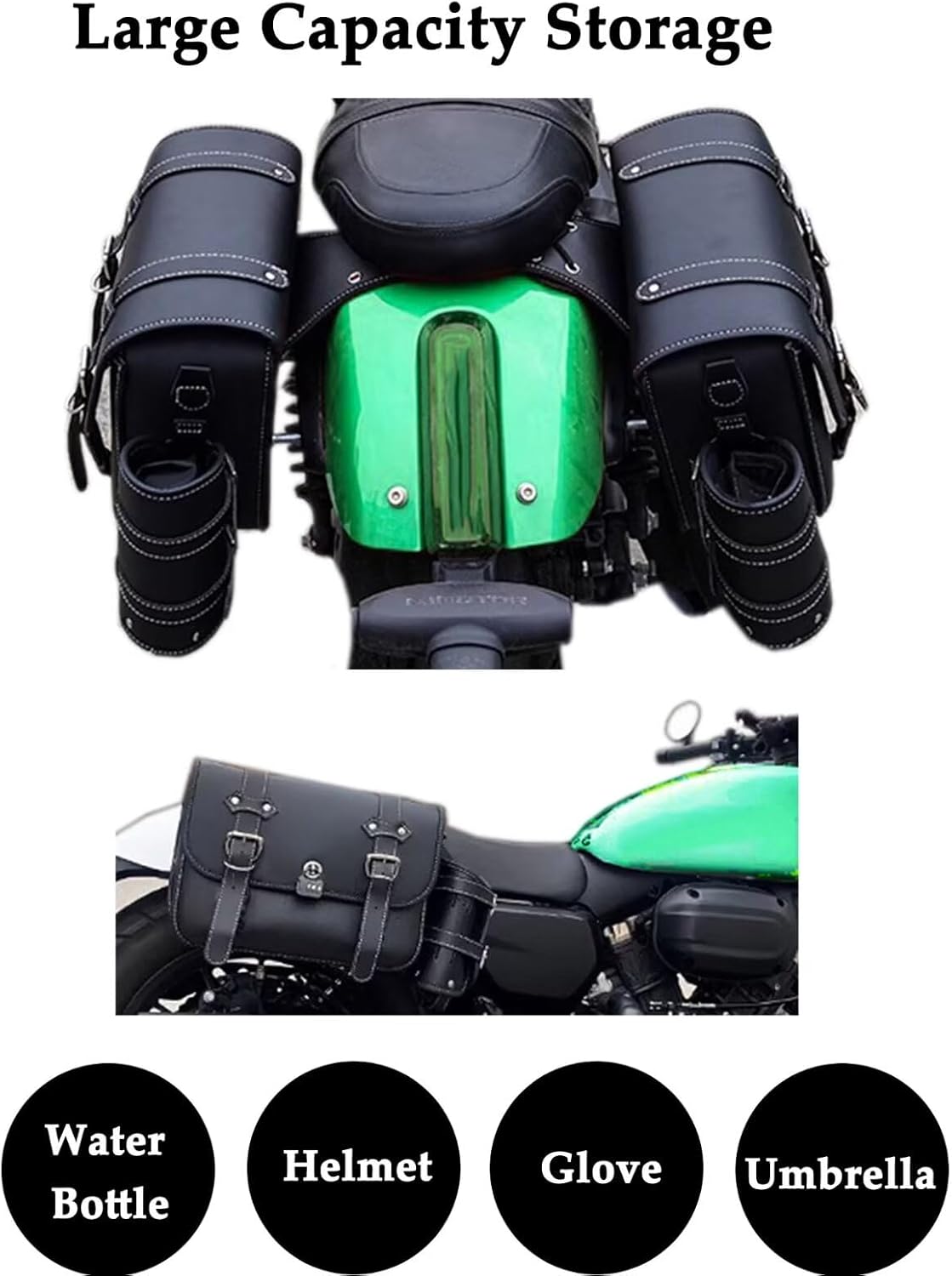 Motorcycle Saddlebags, Scooter Powersports Leather Saddle Bags Motorcycles, Softail Universal Throw Over Sportster Saddlebags 10.24x4.72x8.66 inches