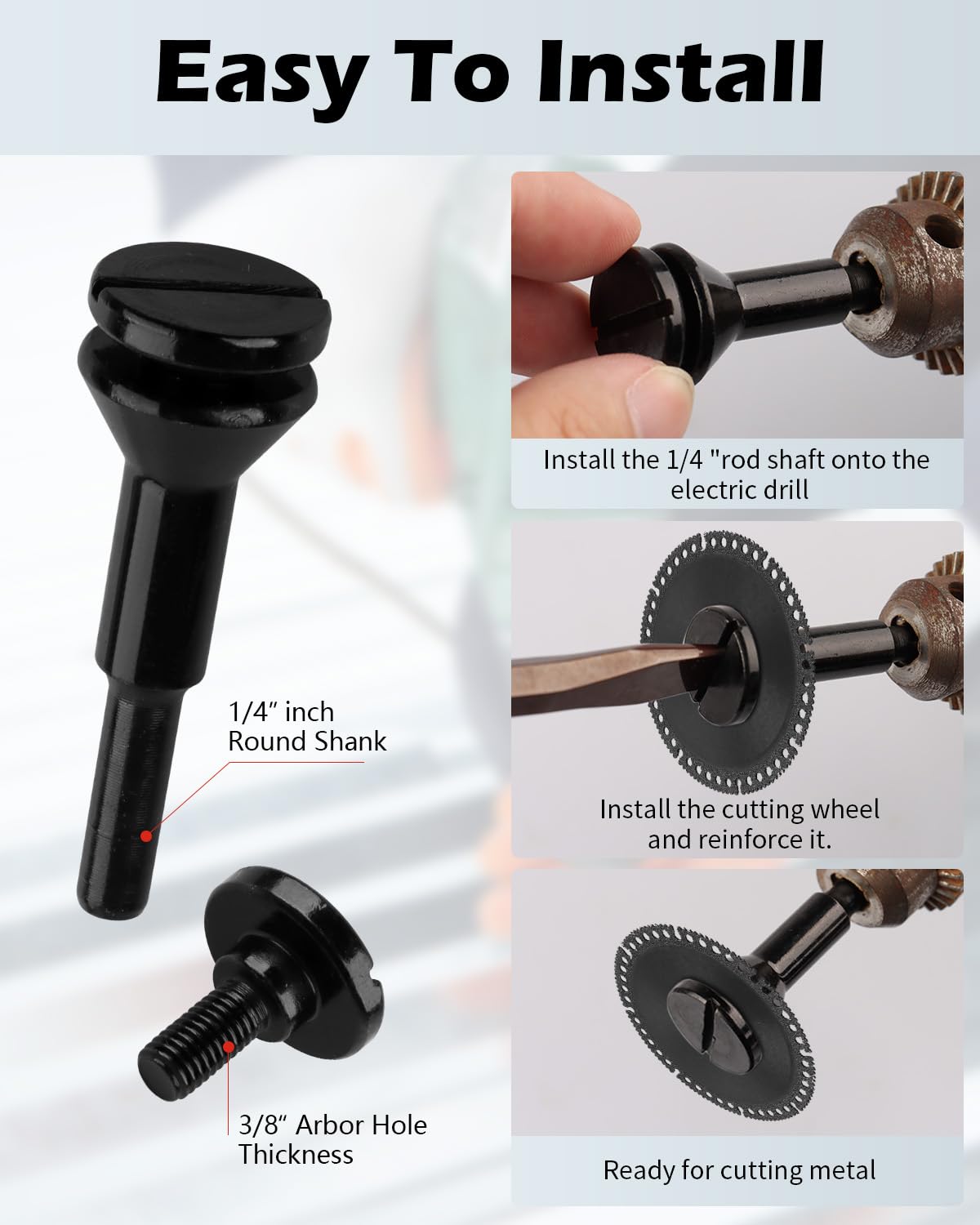 2 Pack Die Grinder Cut Off Wheel Arbor, Mounting Mandrel 3/8" & 1/4" Arbor for Die Grinder Accessories Drill Bits Tool