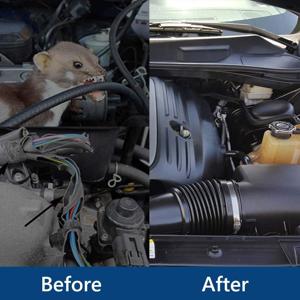 Rodent Repellent for Car Engine Under Hood Rodent Repeller with Strobe Lights Ultrasonic Mouse Repellent Mice Deterrent Squirrel Repeller RV Protection for 12V 24V Car Battery 1 Pack