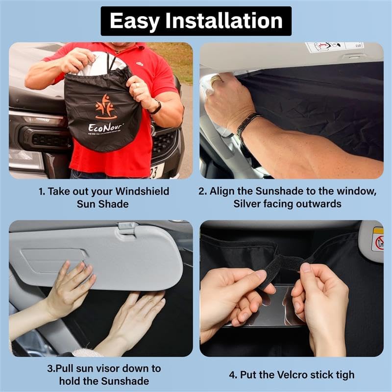 Econour Windshield Sun Shade for 2018-2025 Hyundai Kona Accessories Sunshade Window Sun Visor Protector Foldable Blocks UV Rays Keep Your Car Cooler