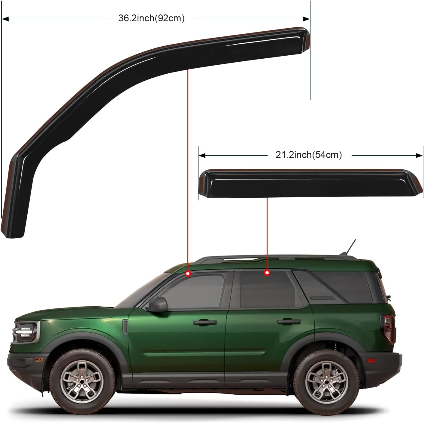 Nilight in Channel Rain Guards for Ford Bronco Sport 2021 2022 2023 2024 Original Window Deflectors,Vent Window Visors-4PCS