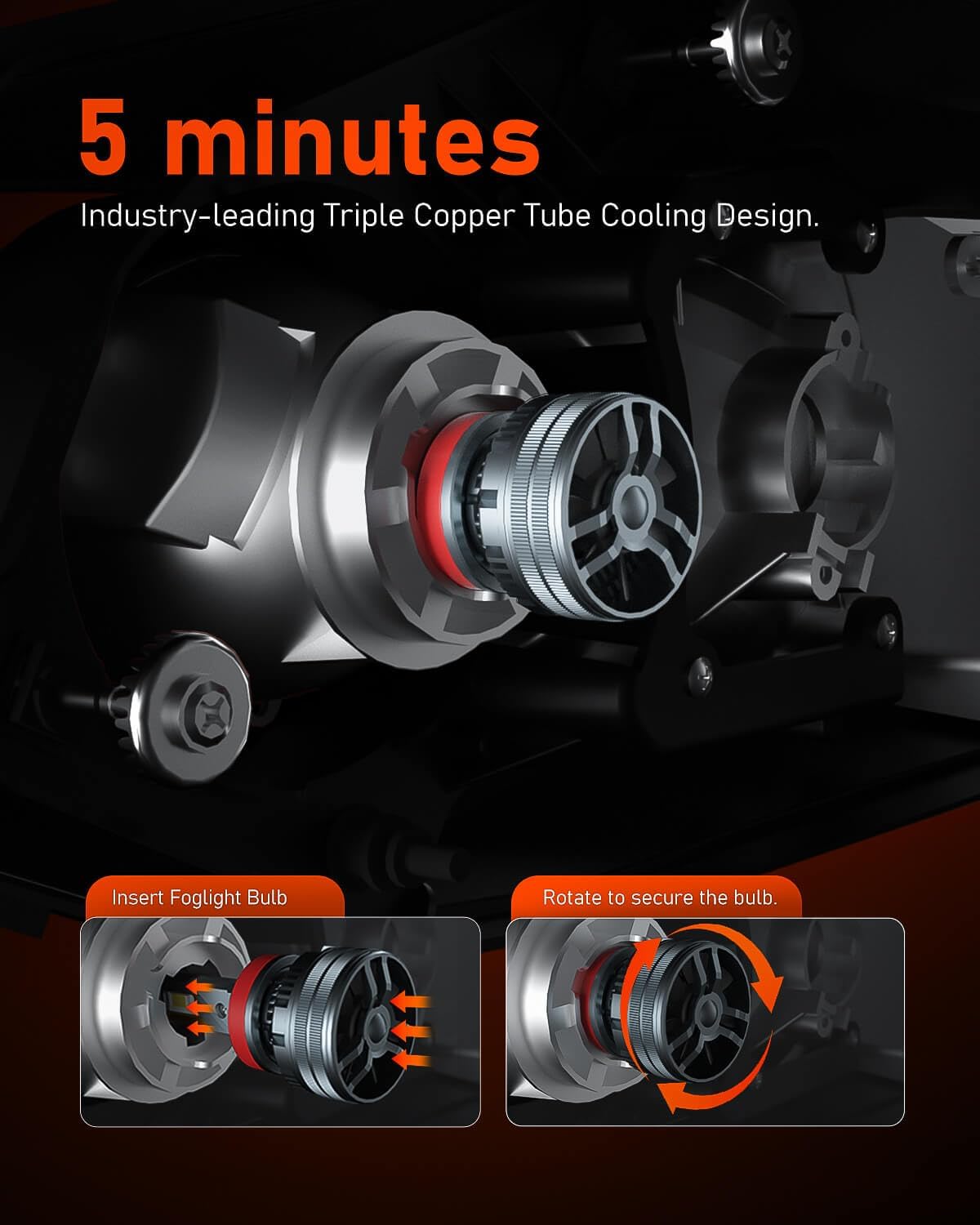 LUXSTER | Punisher 9012 LED Bulbs, 40000LM Ultra Bright, Triple Copper Pipes Cooling Tech(Unique), Plug-N-Play Installation, HIR2 6000K Pure White Foglight, IP68 Waterproof, Pack of 2