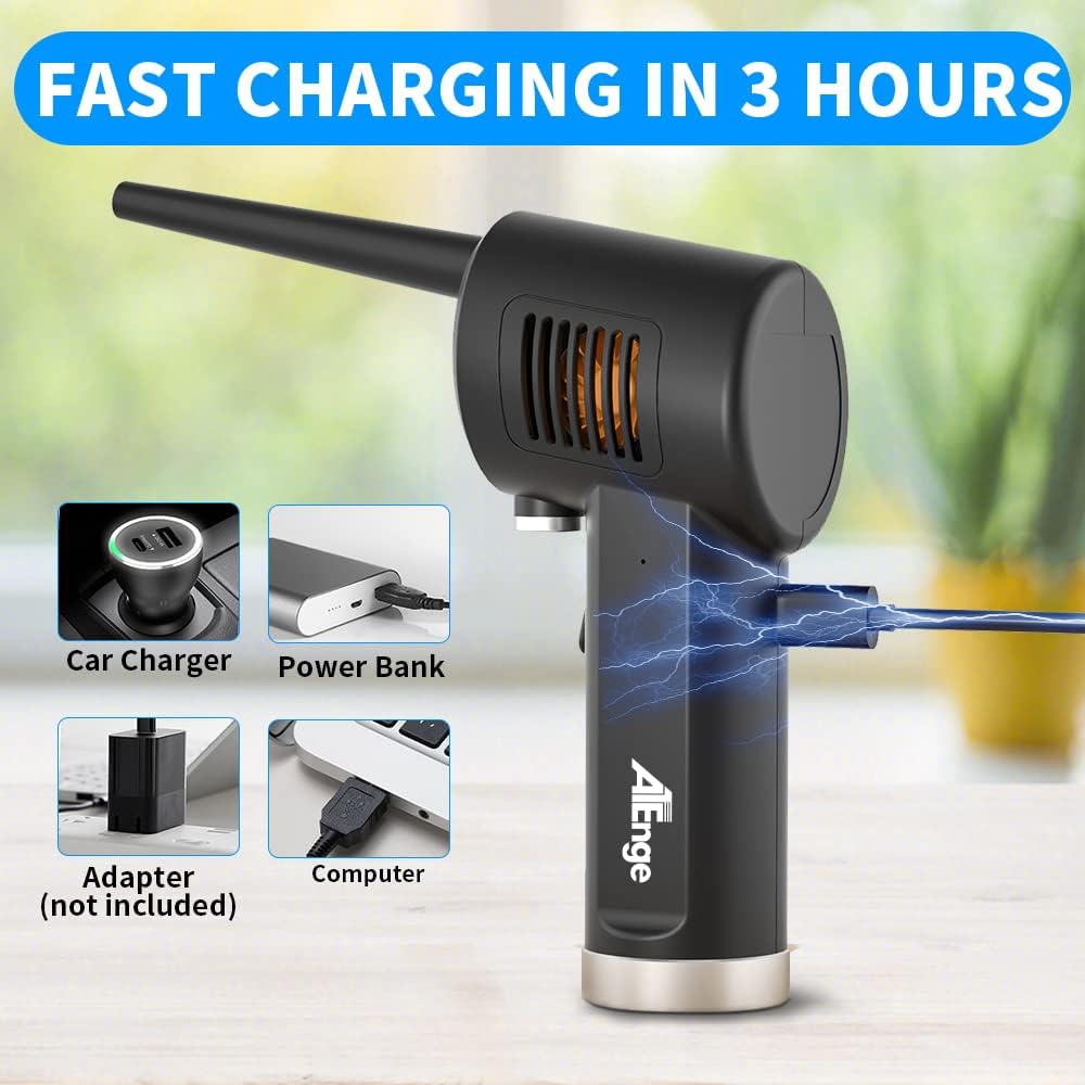 Electric Air Duster, Cordless Air Duster, Rechargeable Compressed Air Duster, 33000 RPM Air Blower, Two Smart Start Modes, Good Replacement for Compressed Air Can, Reusable Dust DestroyerâŚ