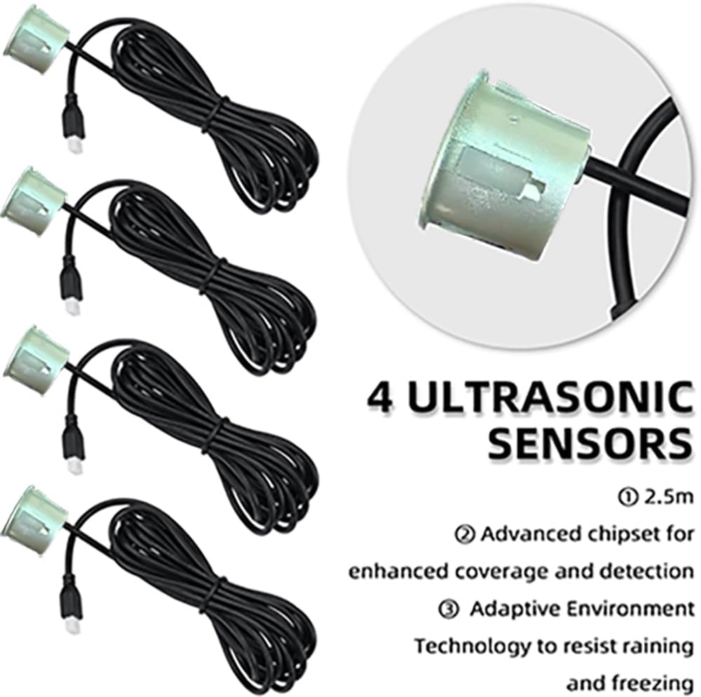 Parking Sensor Kit Backup Sensor Kit Reverse Sensor for Car 18 Color Options for Probes Adjustable Alarm Volume Professional Sensore de Reversa para Carro Safe Driving Assistant(Light Grey)