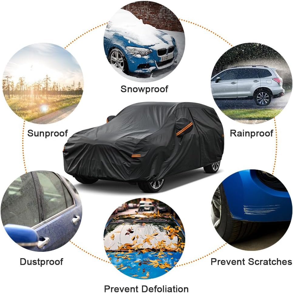 Kayme 7 Layers SUV Car Cover Custom Fit for Ford Edge (2015-2025) Waterproof All Weather for Automobiles, Outdoor Full Cover Rain Sun UV Protection.Black