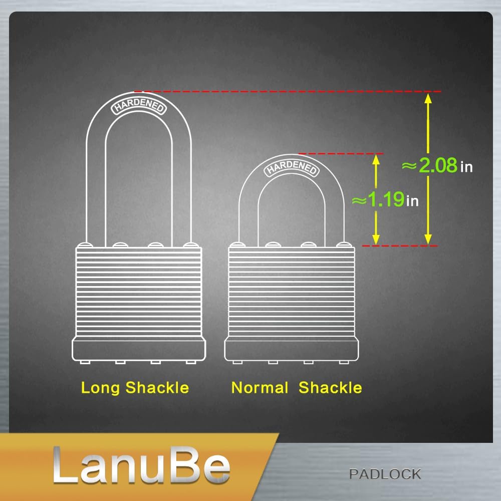 LanuBe Lock Laminated keyed Padlock (1-9/16", 40mm), keyed Alike Locks, Normal Shackle, Pack of 24