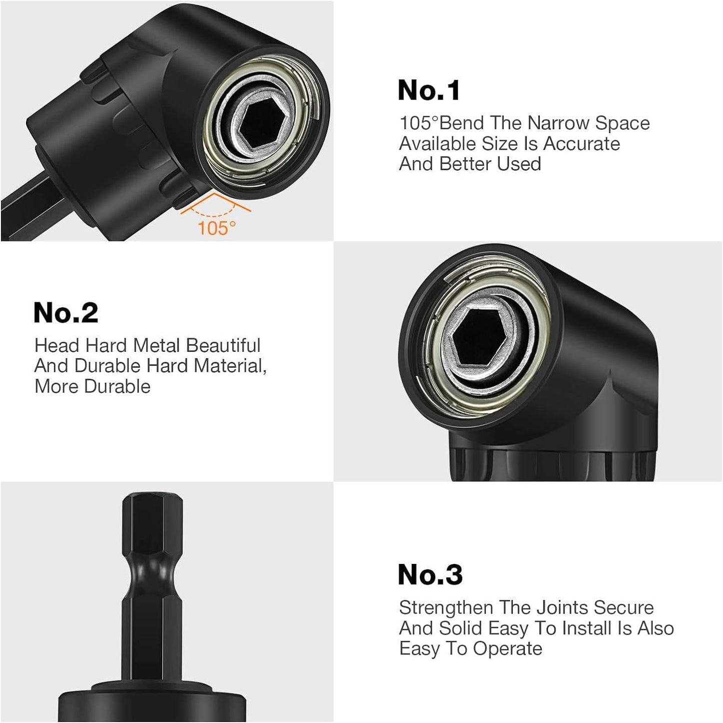 17pcs Flexible Drill Bit Extension, Include 3pcs Rotatable Socket Adapter 2pcs Hex Shank 105° Right Angle Drill Attachment 10 Short Screwdriver Bits Bendable Extension and 90° Angled Bits