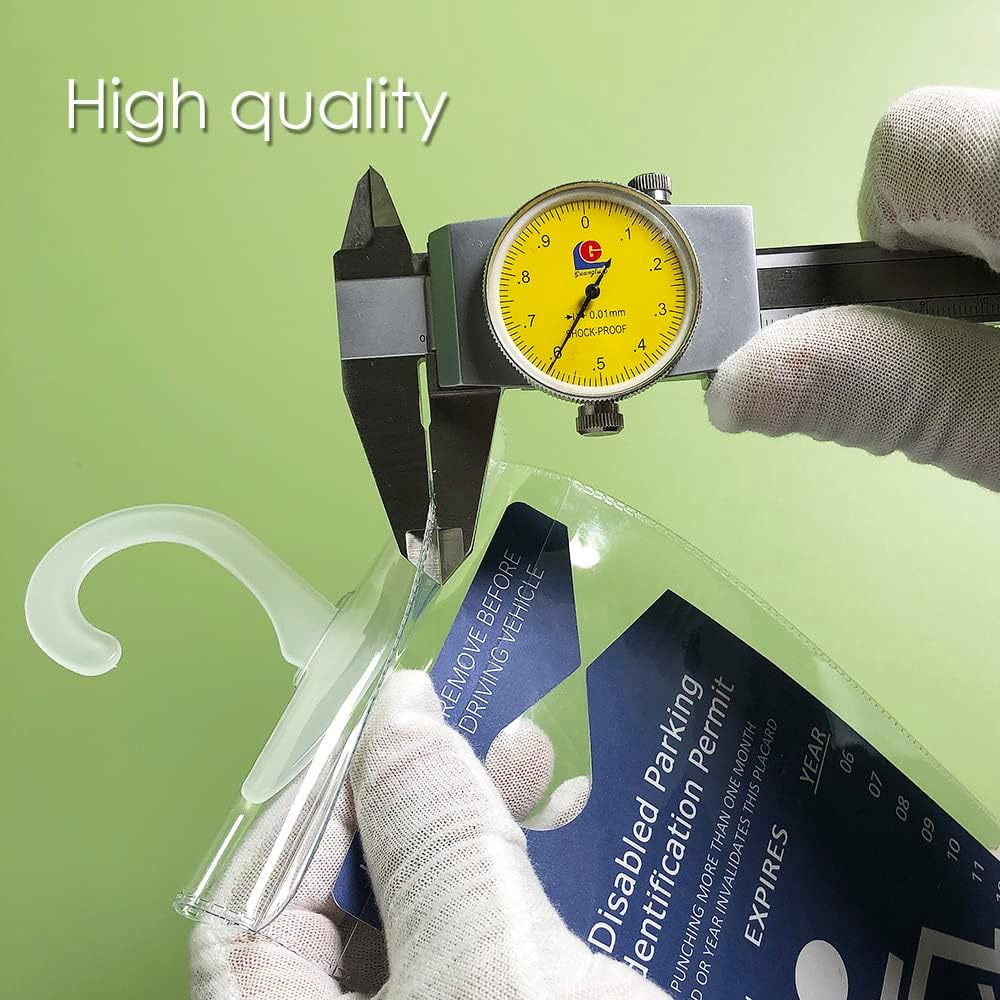 Handicap Placard Holder for Auto, Small Size Ultra Transparent Handicapped Placard Holder, Handicap Parking Sign Holder with Large Hanger by Tbuymax (Set of 2)