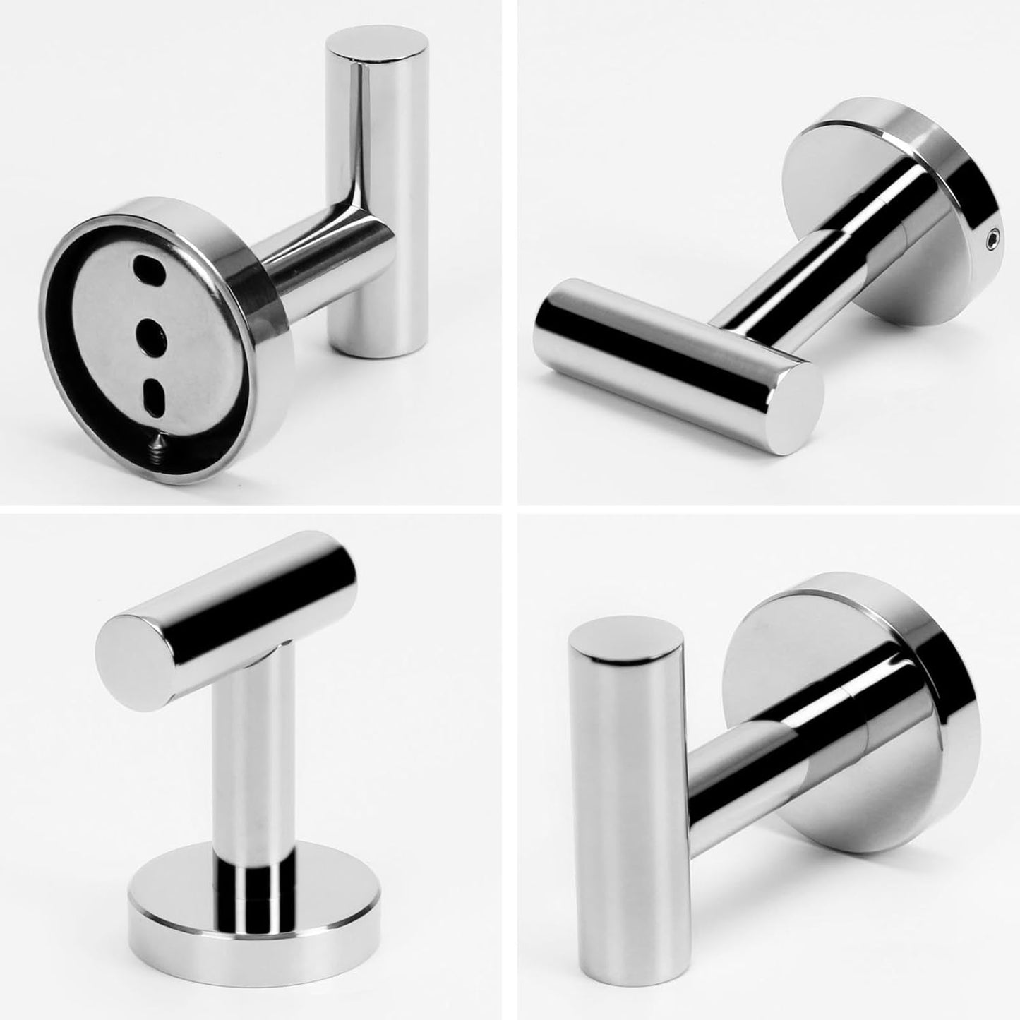 NearMoon Bath Towel Hooks- SUS 304 Stainless Steel Robe Hook Holder, Heavy Duty Coat Hook for Bathroom Livingroom Hotel Kitchen Garage, Wall Mounted (Chrome Finish, 3 Pack)