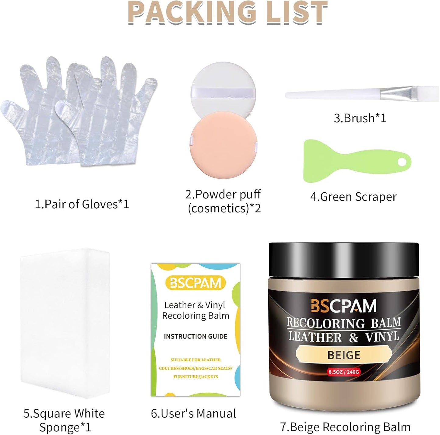 Beige Leather Recoloring Balm,Leather Couch Scratch/Stain Remover,Leather Repair kit for Vinyl Furniture and Car Interior,Leather Dye Paint for Scratched and Faded Leather Couches