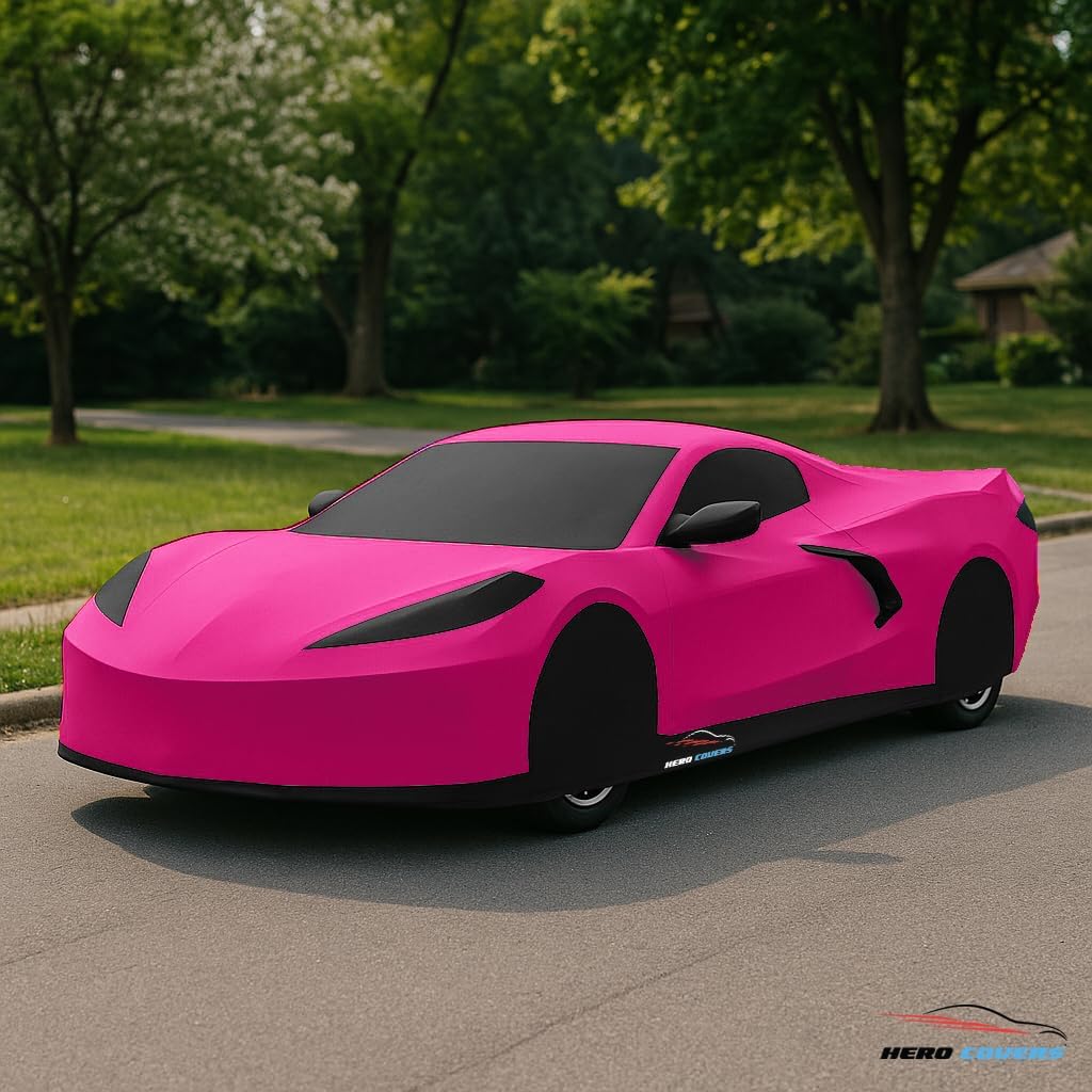 C8 Car Cover Fit for Corvette C8 Indoor and Outdoor Protection (Pink)