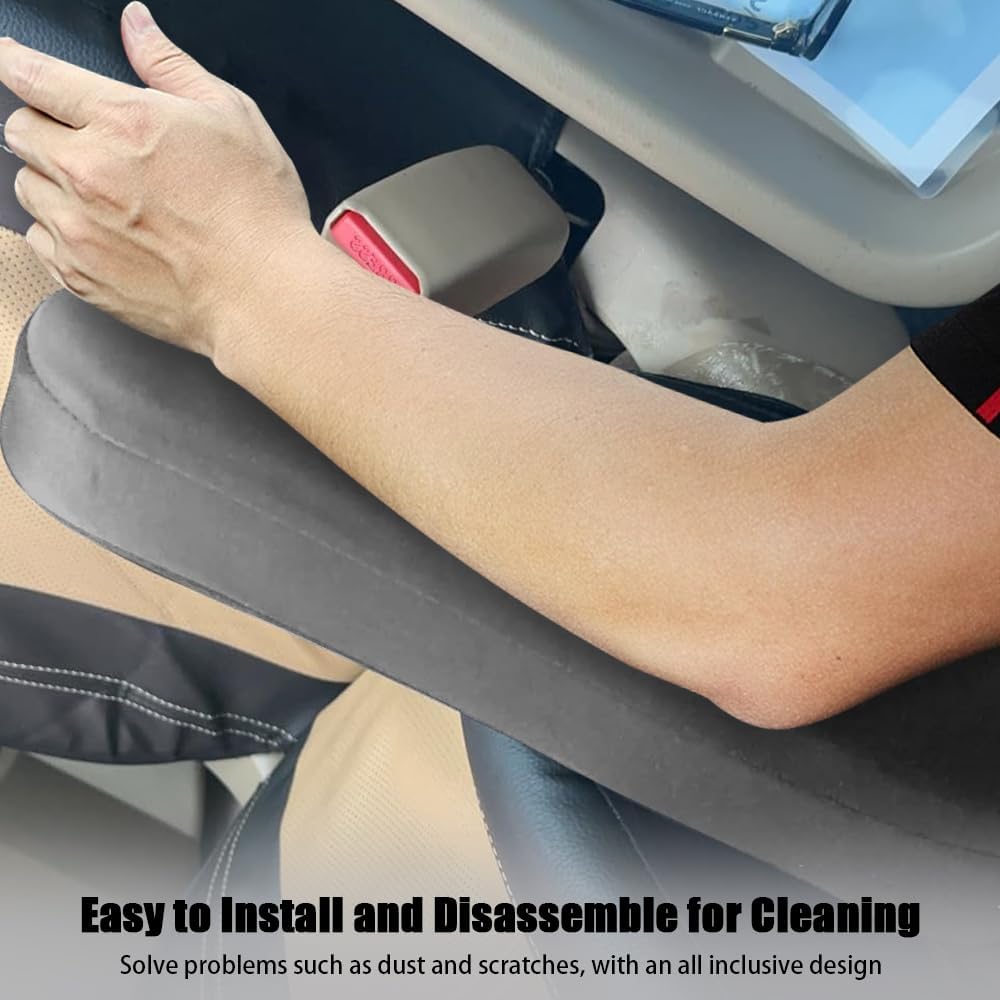 2PC Car Front Seat Armrest Covers,Universal Size Seat Arm Rest Cover,Flat Cloth Fabric Armrest Cover,Car Interior Accessories(Gray,1Pair)