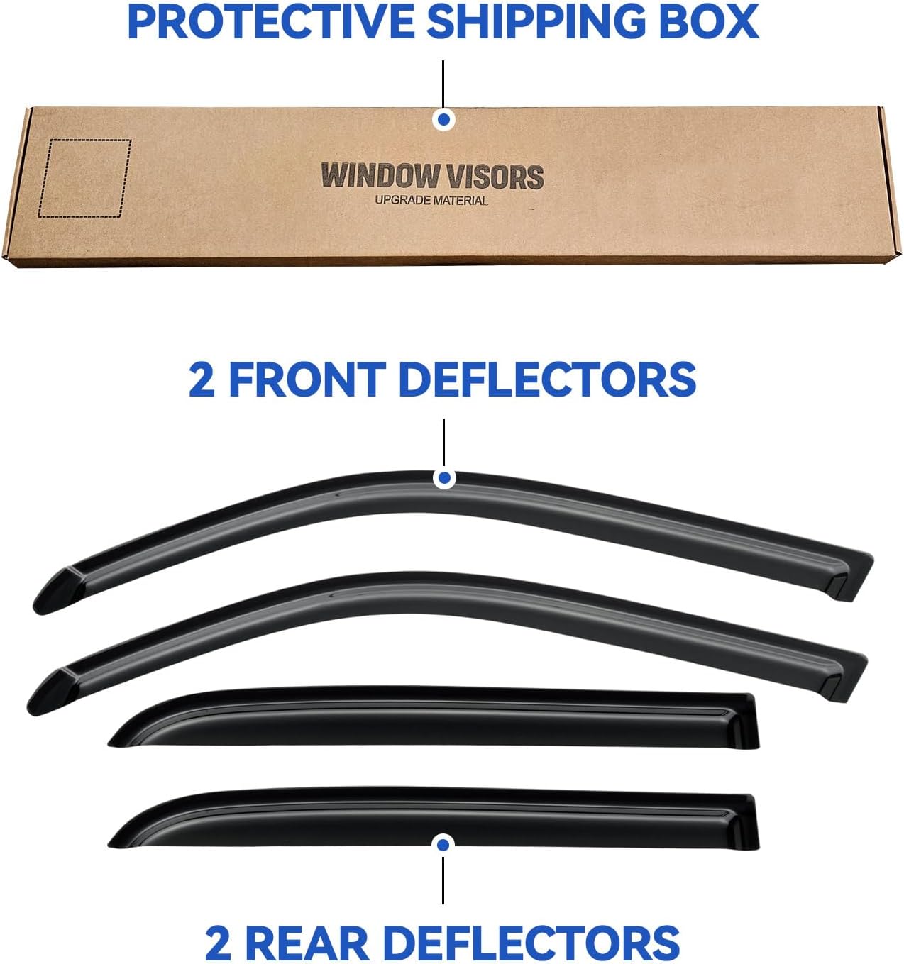 Window Visors Rain Guards for 2004 2005 2006 Toyota Tundra Double Cab, Out-Channel Window Vent Wind Deflectors Visors Shades for 04 05 06 Tundra Crew Cab