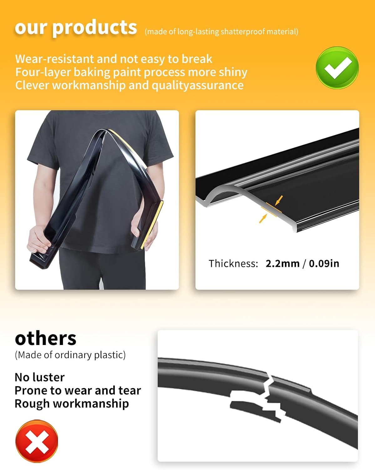 in-Channel Window Rain Guards Fit for Truck Toyota Tundra 2007-2021 CrewMax Extra Durable Window Deflectors Window Visors Vent Visors Vent Shades Car Accessories-4 pcs Q27