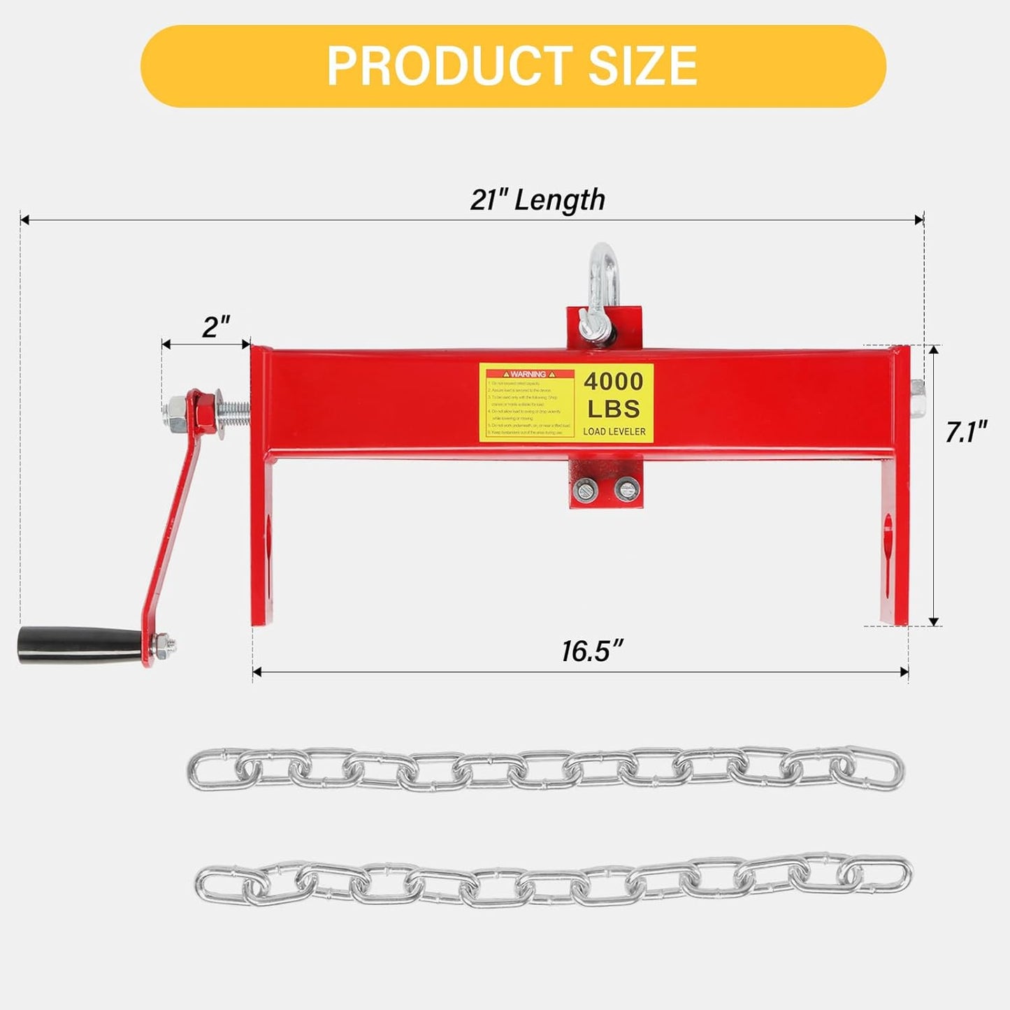 4000lbs 2 Ton Load Lever Engine Hoist Crane Cherry Picker Lift Tool Heavy Duty, Red (Load Leveler)