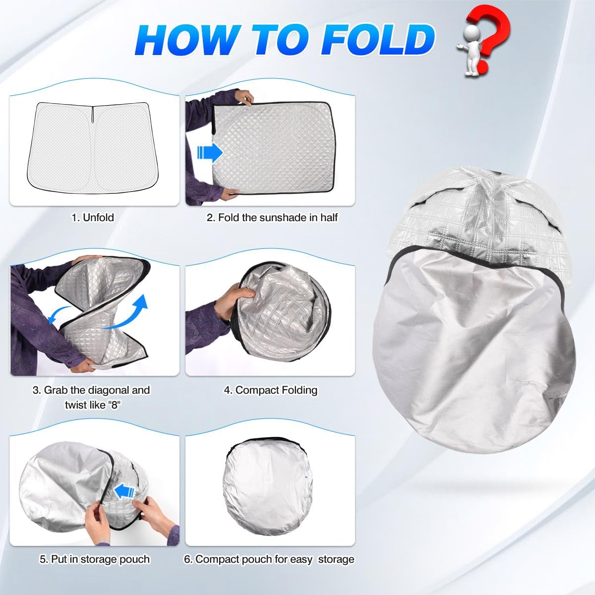 Windshield Sun Shade for 2022-2025 2026 Rivian R1T Truck Accessories Thicken 6-Layer Front Window Sunshade Cover Sun Visor Protector Foldable Block UV Rays Keep Vehicle Cool