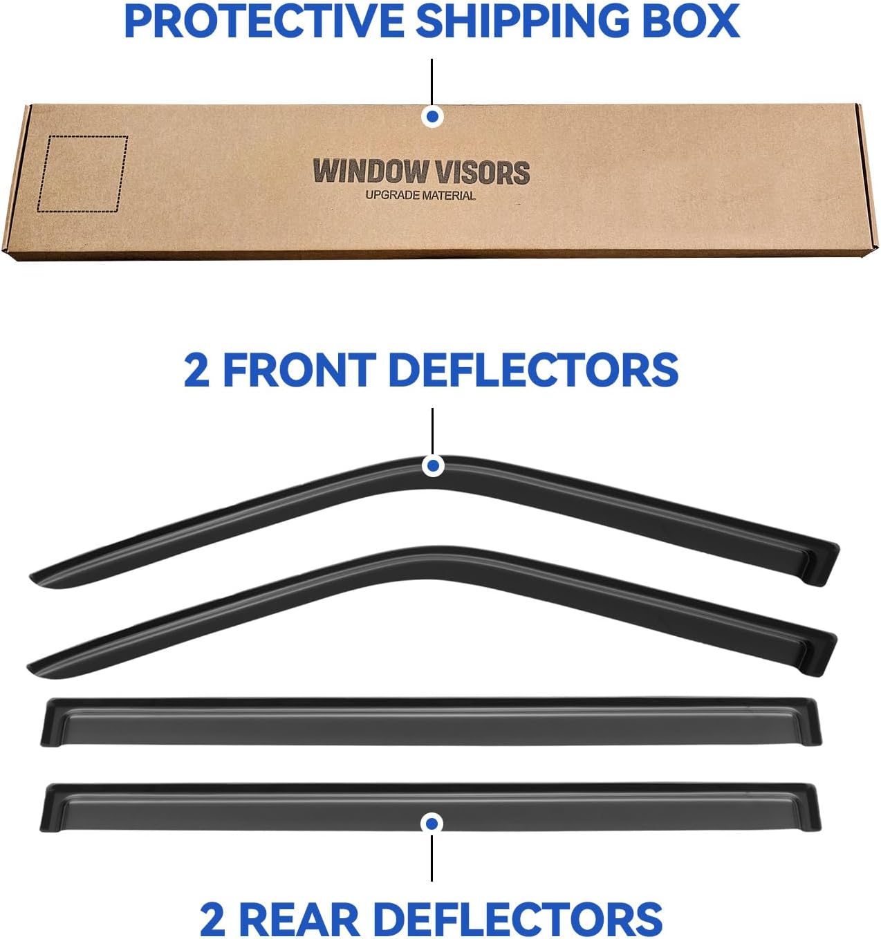 Window Visors Rain Guards Shield for 2009-2019 Ford Flex, Out-Channel Window Vent Wind Deflectors Visors Shades for 09-19 Ford Flex