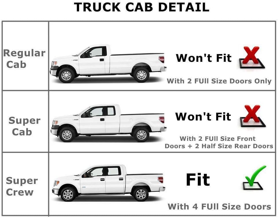 Smoke Side Wind Deflector Rain Guards Compatible with Ford F150/F Super Duty Crew Cab 2015-2025 Window Visor 4pcs 94975