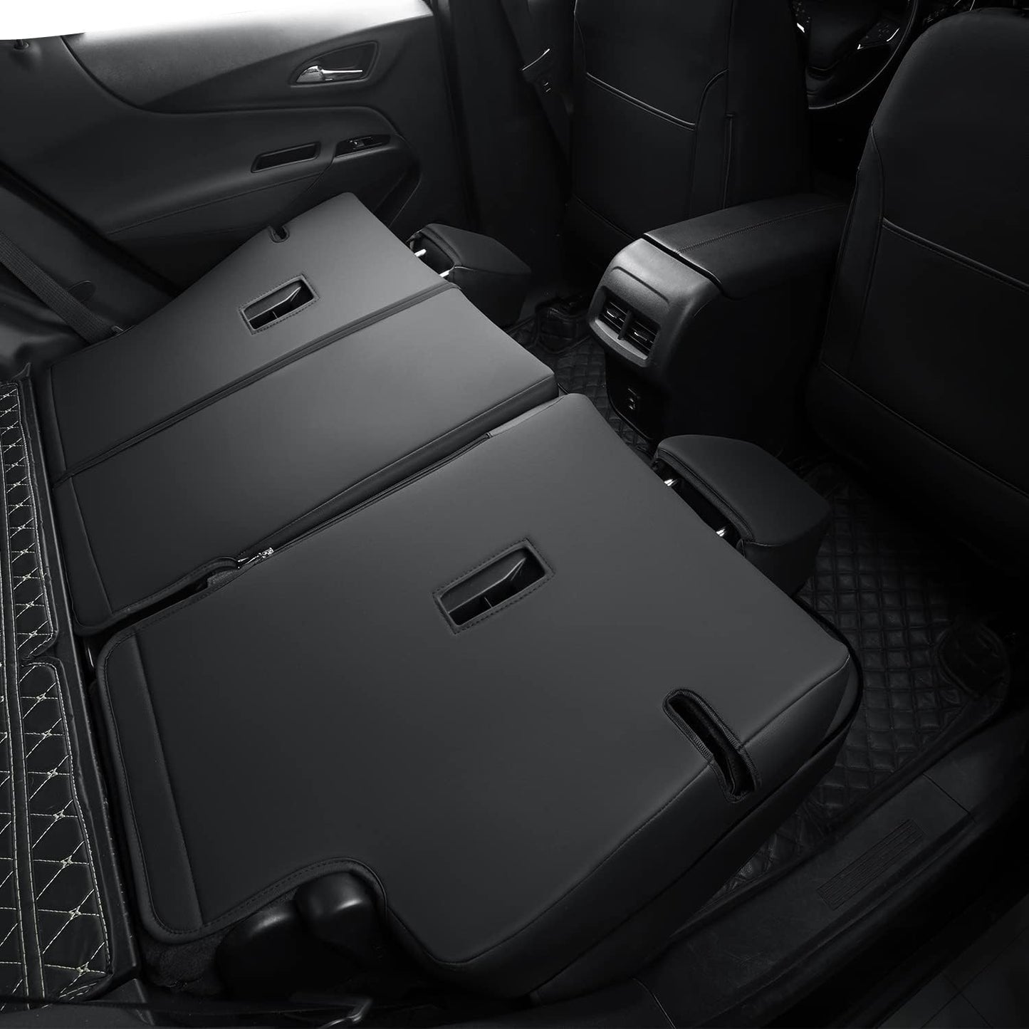 RISINGSTAR Terrain Seat Covers, fit for 2018-2024 GMC Terrain SUV with Rear Split Seats, Water Proof Faux Leather(Full Set, Black&Gray)