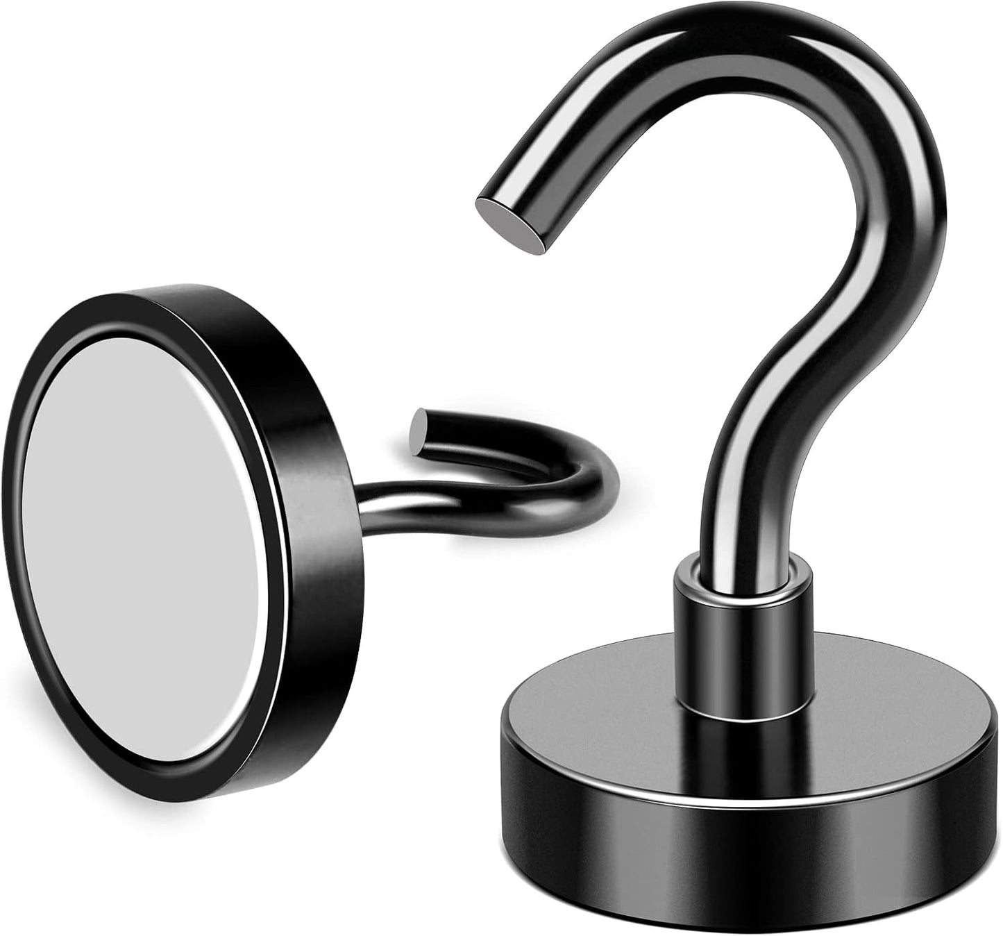 MIKEDE Black Magnetic Hooks Heavy Duty, 28Lbs+ Strong Neodymium Magnets with Metal Hooks for Refrigerator,Super Cruise Hooks for Hanging, Kitchen, Storage - Pack of 130