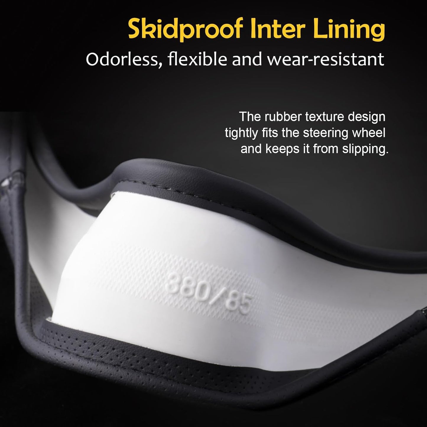 Steering Wheel Cover Black, Carbon Fiber Car Steering Wheel Covers with Coasters Universal 14.5-15 inch Leather Microfiber Breathable Anti-Slip Steering Wheel Accessories Set