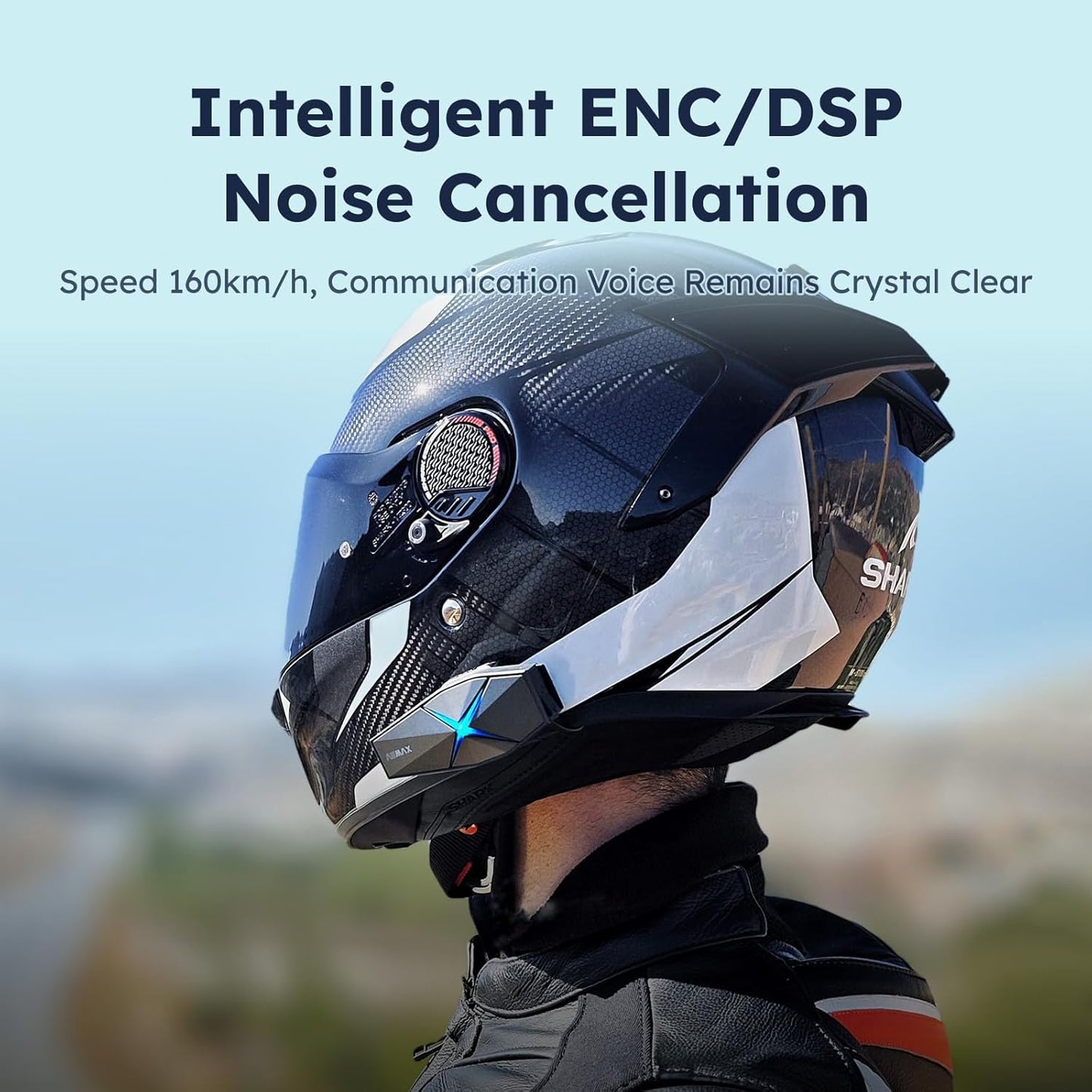 F1 3-Mode Motorcycle Helmet Intercom for 10 Riders, Offline Voice Control Motorcycle Bluetooth Headset with Hi-Fi Speaker, Multitasking,Mesh Helmet Communication Systems, Fast Charging, 2 Pack