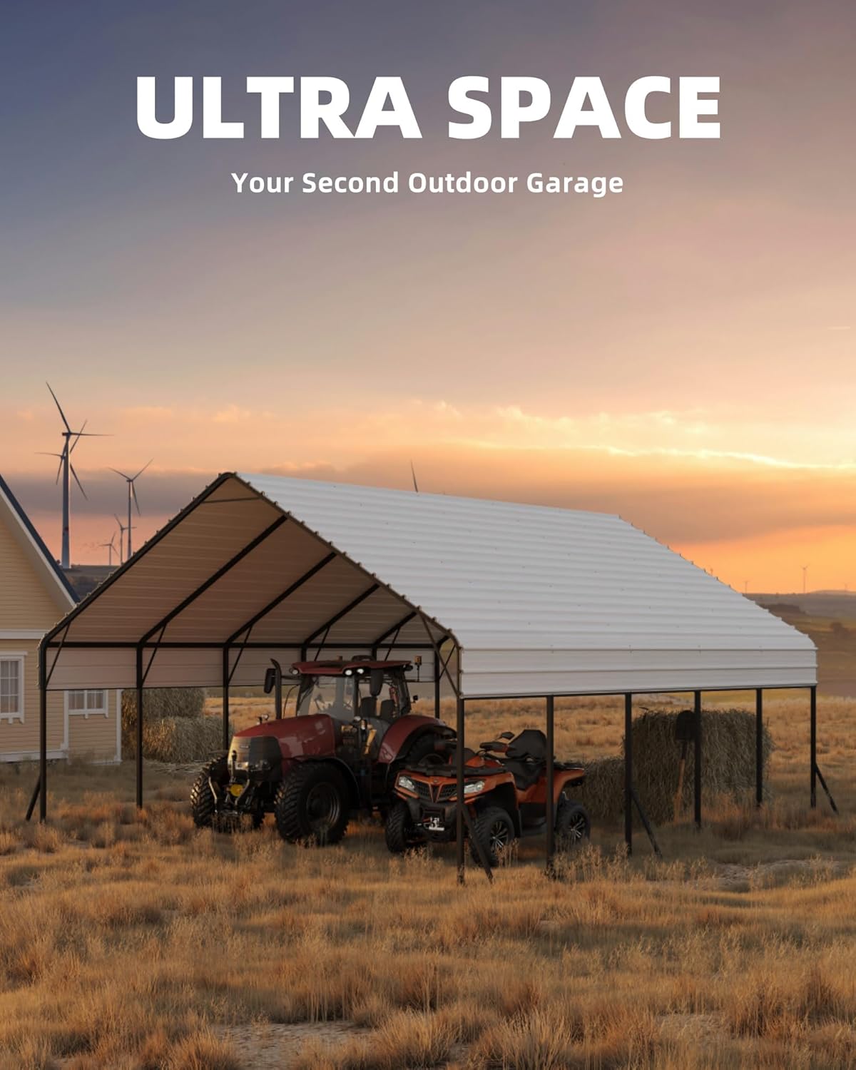 20'x25'x13' Metal Carport for 2 Cars, Heavy Duty Extra Tall Carport for Heavy Snow, Reinforced Frame, Permanent Shelter for Bass Boats, Full-Sized Pickup Trucks, and Tractors, N.W. 980 Lbs