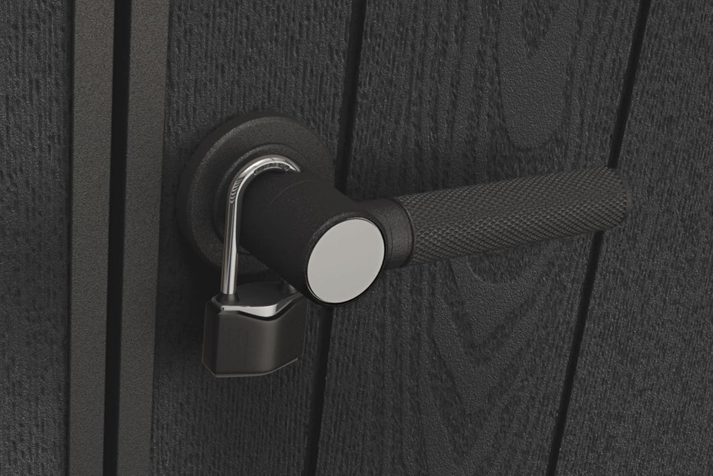 Keter Signature Collection 9x7 Ft All-Weather Storage Shed with Skylight, Window, Built-in Ventilation, Customizable Walls, & Lockable Double Doors, Ashwood