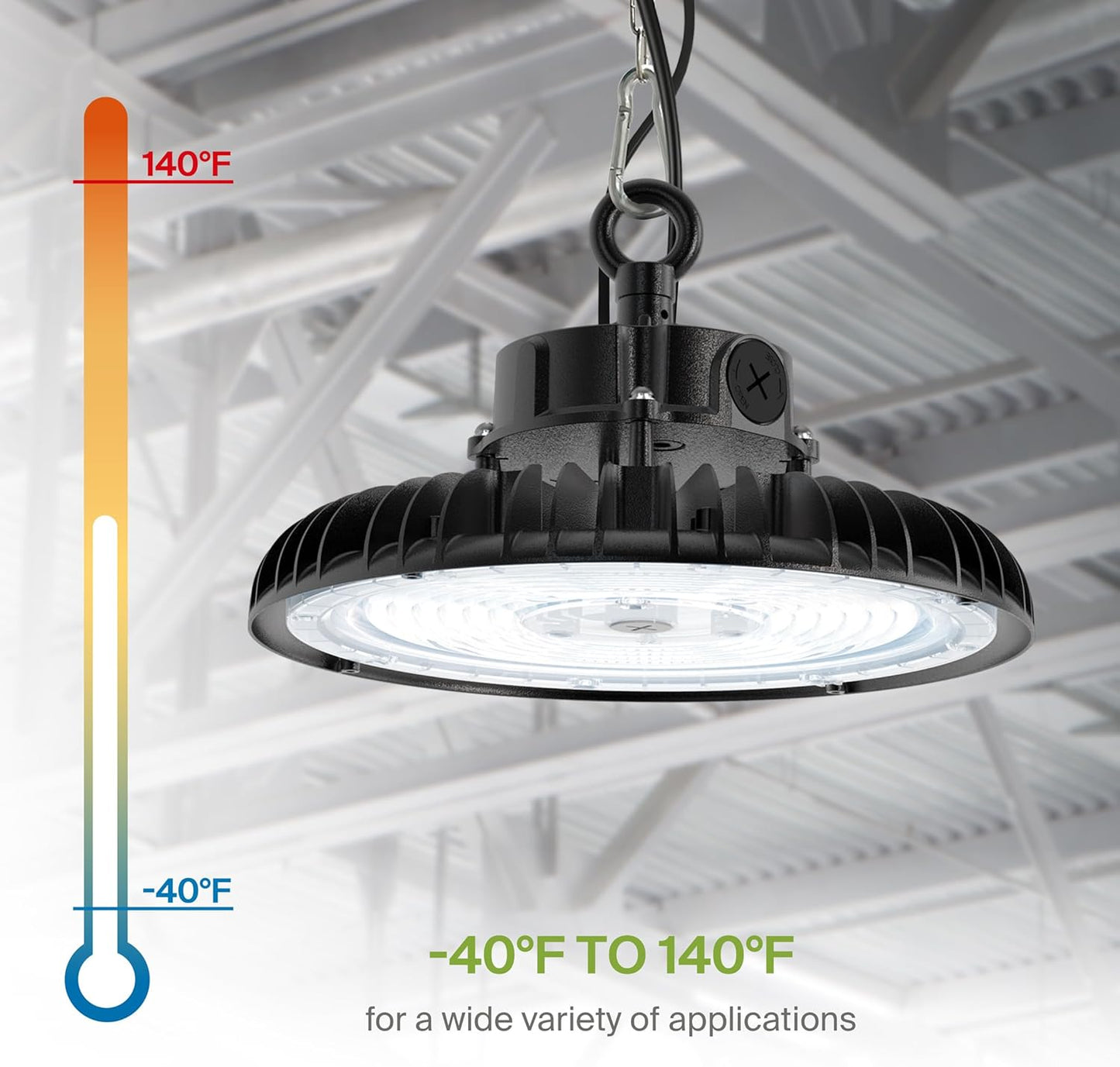 ASD LED High Bay UFO Light Fixture, Commercial Shop Lighting | Dimmable, IP69K Waterproof, DLC Premium, UL Listed | 150W 23000LM 5000K 100-277V | Warehouse, Garage, Workshop, Barn Lamp | Black, 6 Pack