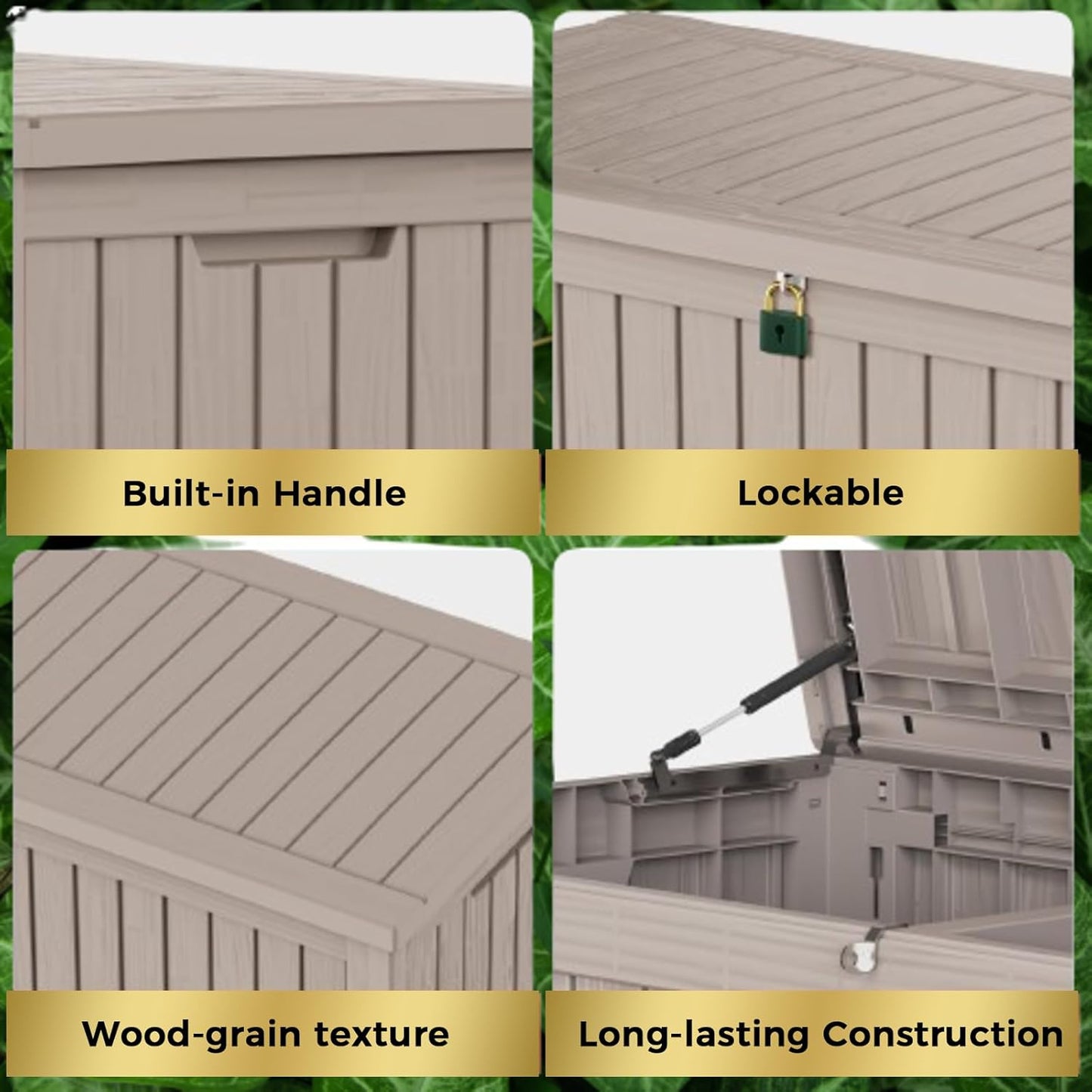 180 Gallon Lockable Resin Deck Box, Waterproof & UV-Resistant Outdoor Storage Box for Outdoor Cushion Storage, Garden Tools & Pool Accessories Storage, Gray