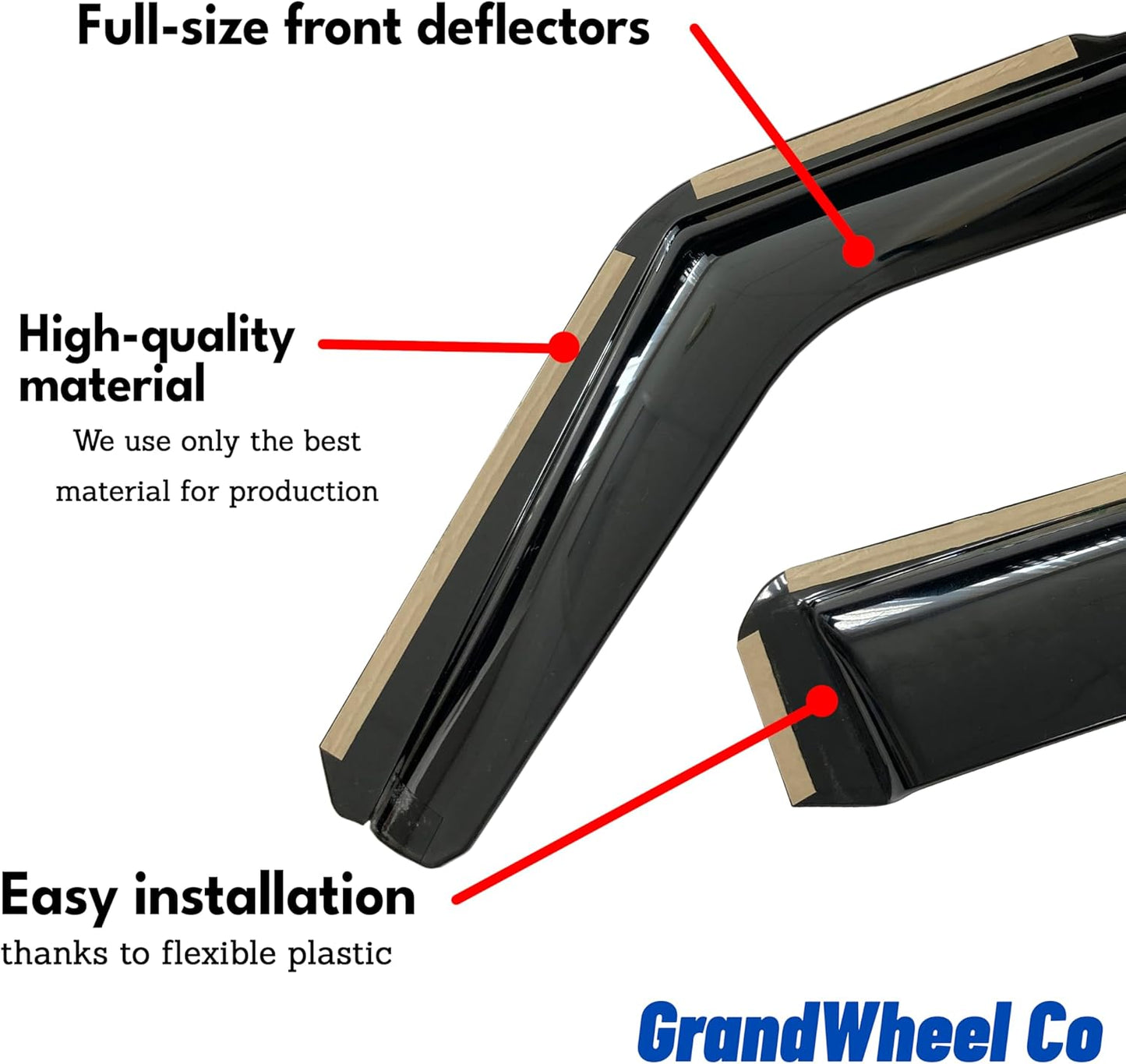 Window Deflectors Smoke Tinted In-Channel Side Window Vent Visor Deflectors Rain Guards Compatible with Grand Caravan 2008-2020 - 4 pcs. GW0584