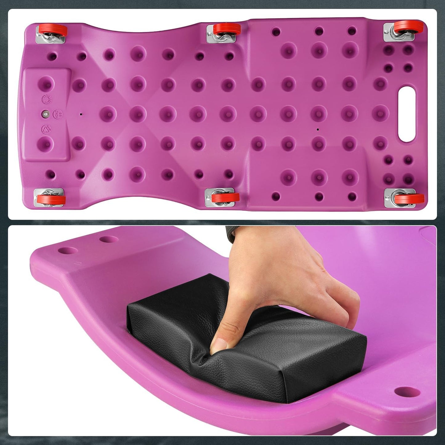 DNA MOTORING 36" L X 17" W x 4.25" H Vehicle Repair Low Profile Automotive Creeper w/Padded Headrest, Purple, TOOLS-00201-PR