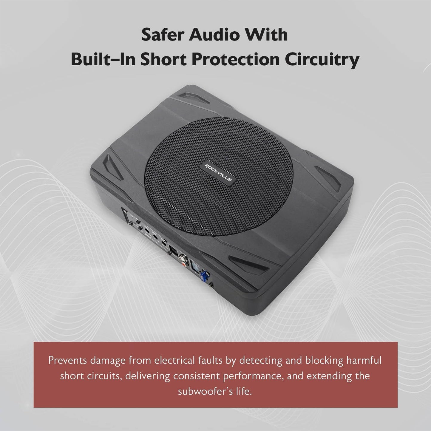 Rockville SS8P 400W 8" Slim Under-Seat Active Subwoofer, High-Level Inputs, Cast Aluminum Enclosure, for Car/Truck Audio Systems