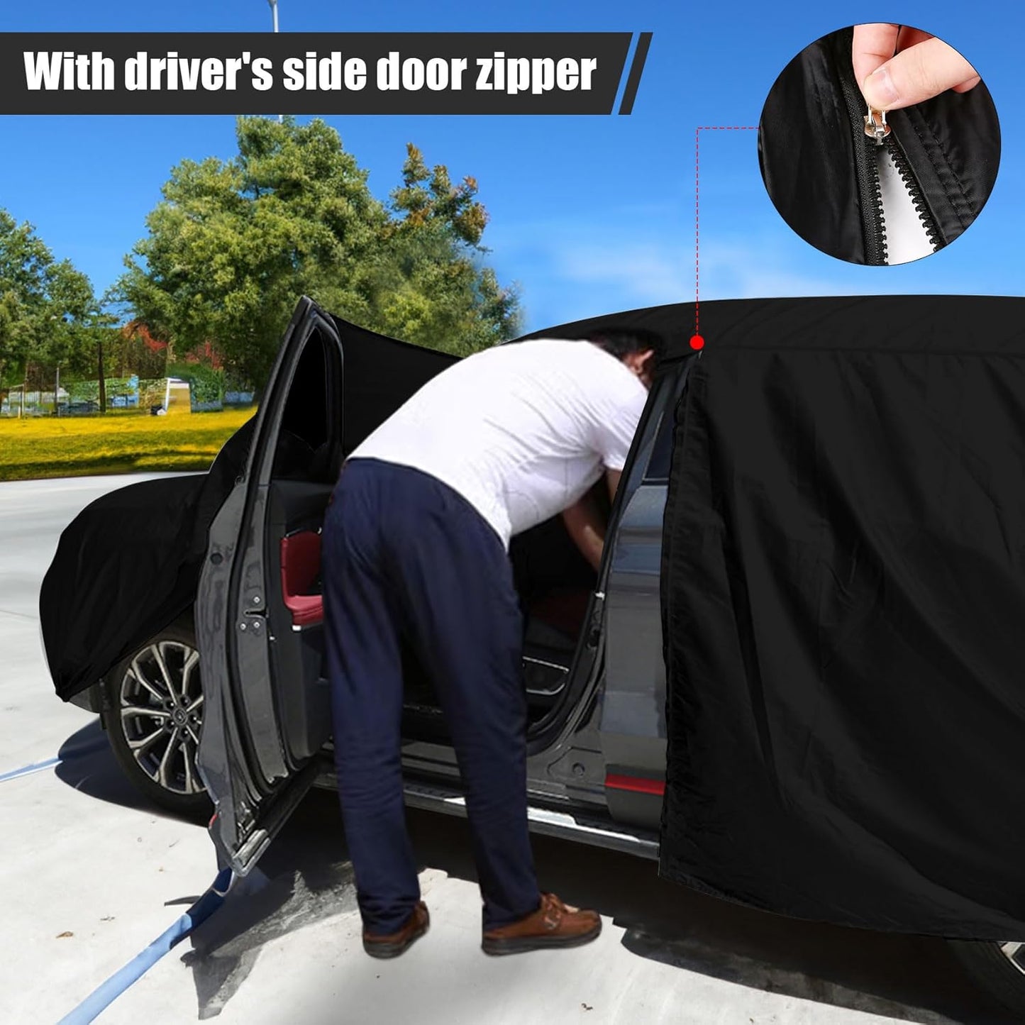 Waterproof Car Cover Compatible with Toyota Corolla Hatchback 2019-2025, Black 210T Inside Cotton Cover with Door Zippers for Snow Rain Dust Outdoor Protection