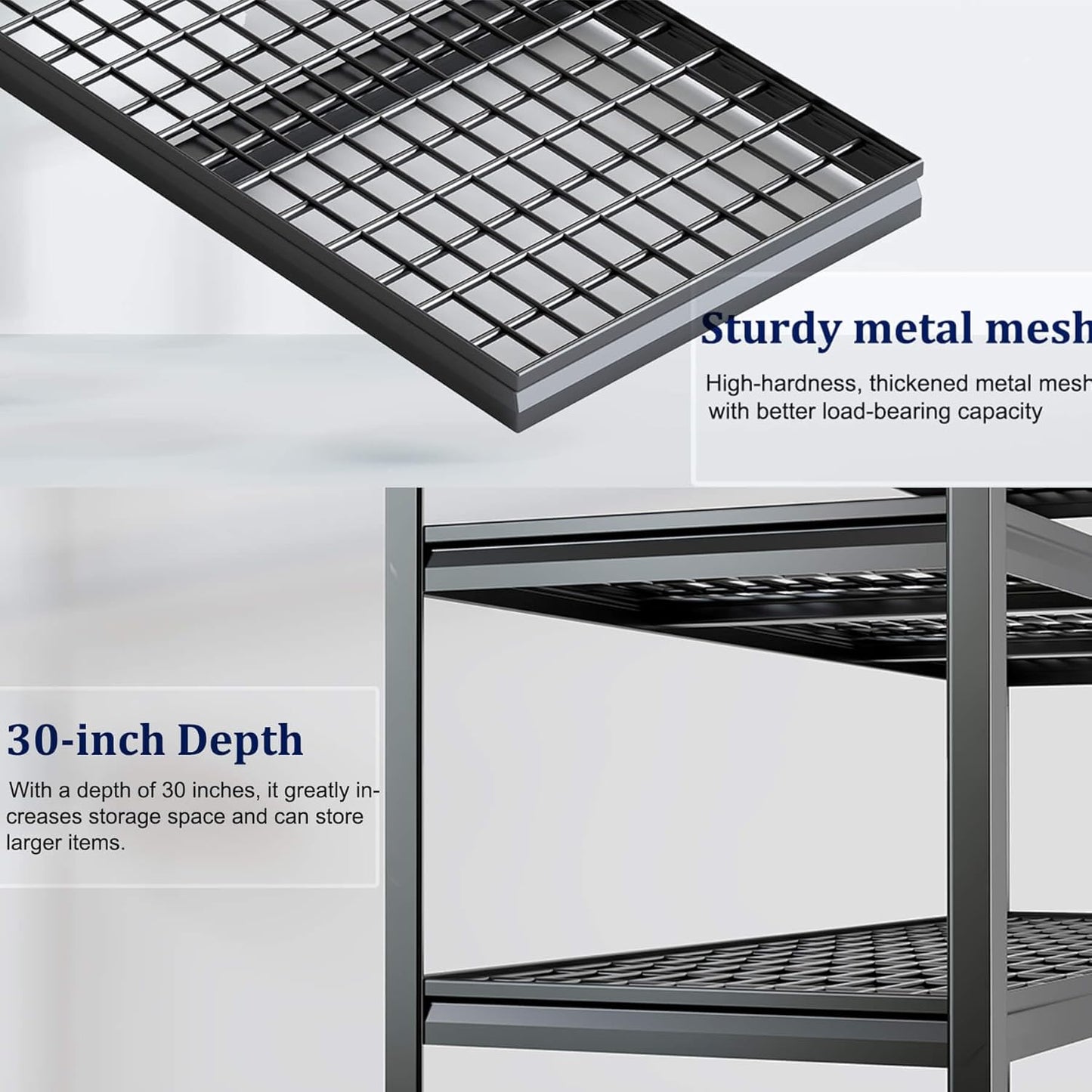 72" W Storage Shelves Heavy Duty Garage Shelving 30" D Metal Shelving Unit, 4 Tier Adjustable Shelves, 5000LBS Steel Industrial Shelving for Basement Warehouse Commercial, 72" W*30" D*72”H