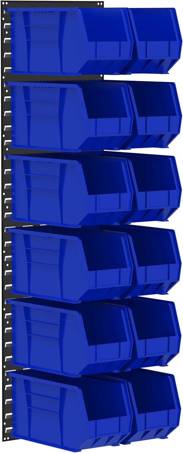 Akro-Mils 30118 Heavy Duty Wall Mount Garage Storage Steel Louvered Panel | Wall Storage Bin Hanging Organizer System for AkroBins, 18-Inch W x 61-Inch H, Grey, Single