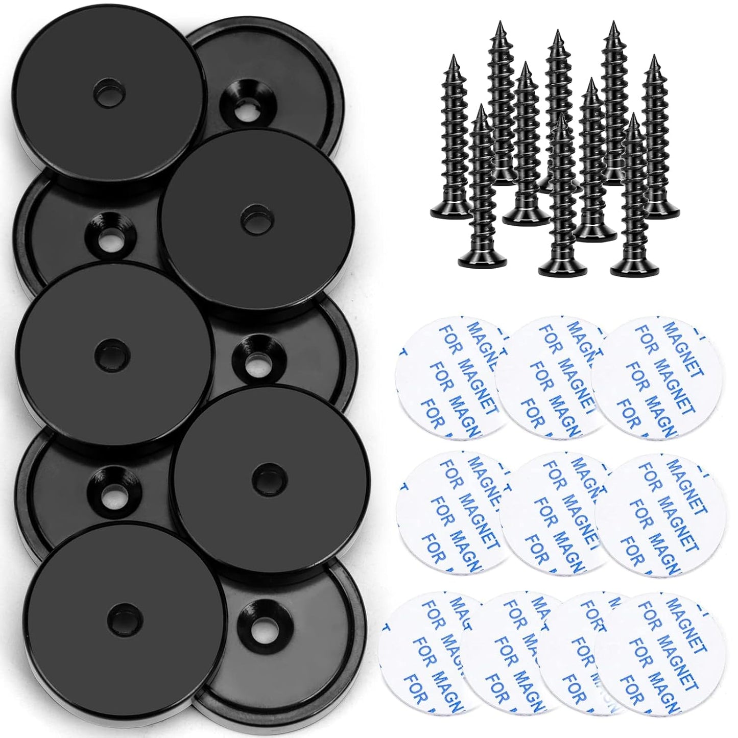 LOVIMAG 50 Pack Strong Neodymium Magnets, 110 LBS Black with Screws for Wall Mounting, Kitchen Doors, Rare Earth for Holding Tools, Lifting, Tool Organizer