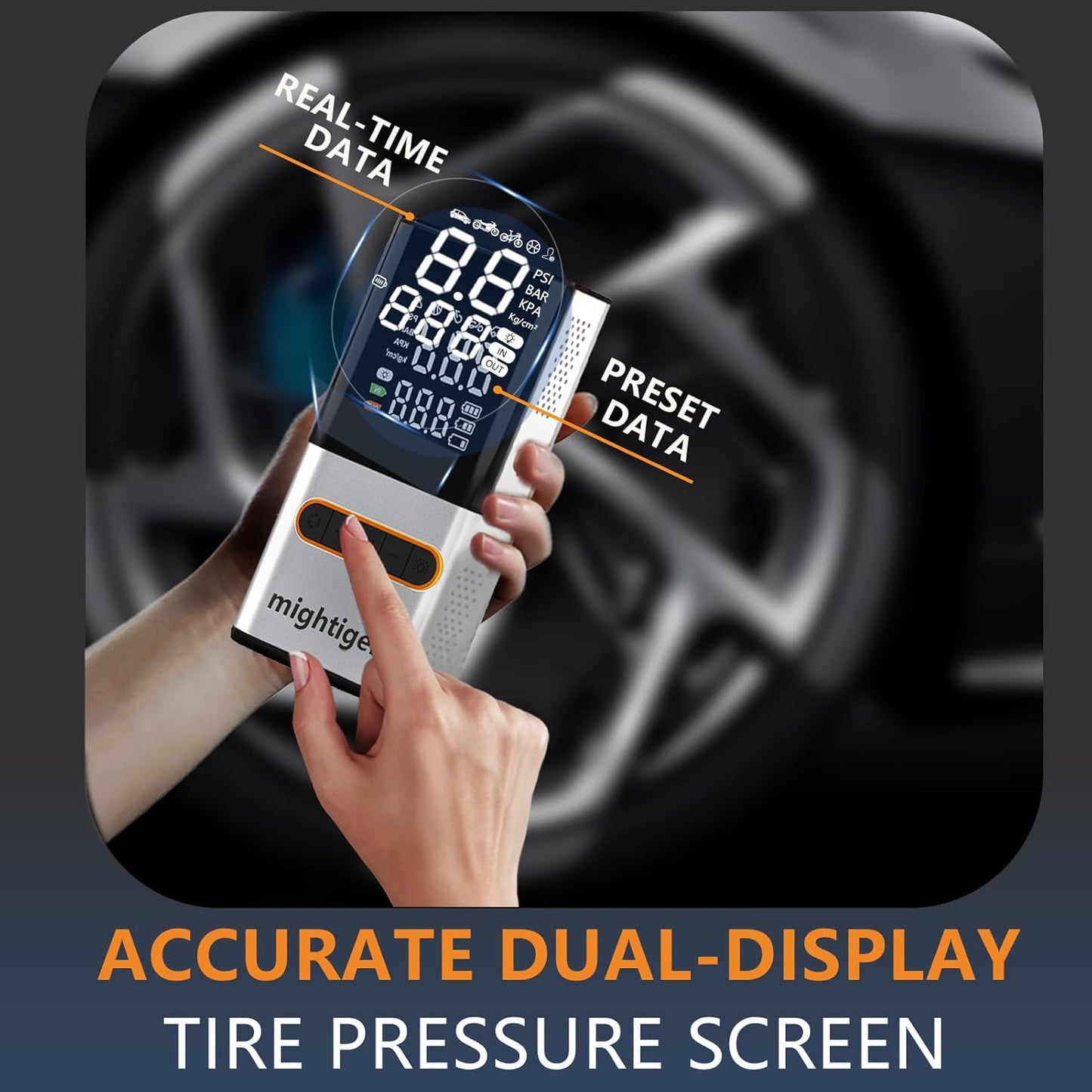 Tire Inflator Portable Air Compressor Cordless Mini Automatic Air Pump with Digital Pressure Gauge 150PSI 3X Fast Inflation and Auto Shutoff SOS Light Tires Pump for Car Motorcycle