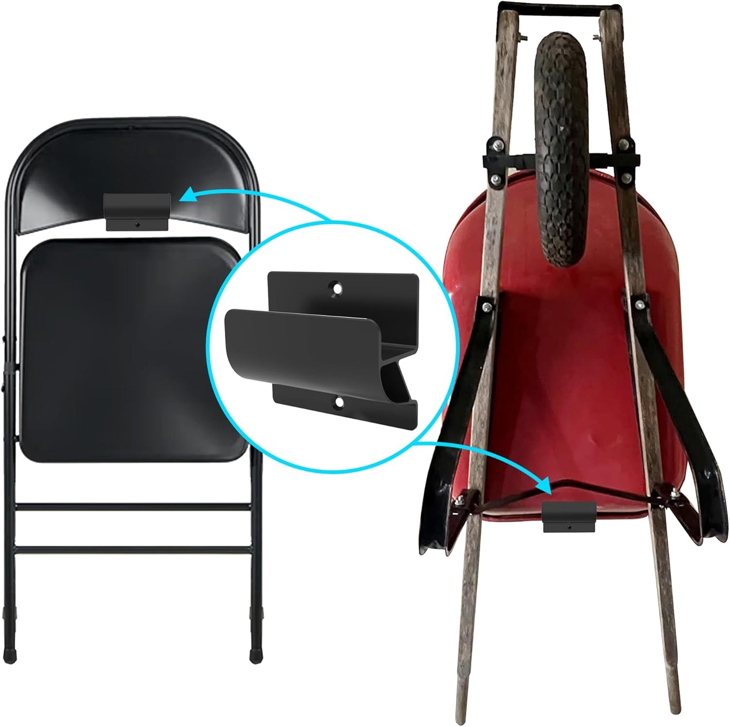 Ladder Hooks for Garage Organization,Ladder Hangers for Garage Storage Wall Mount Ladder Rack and Wheelbarrow Hanger,Heavy Duty Garage Hooks Wall Ladder Storage Hangers (5 inch 2PCS)