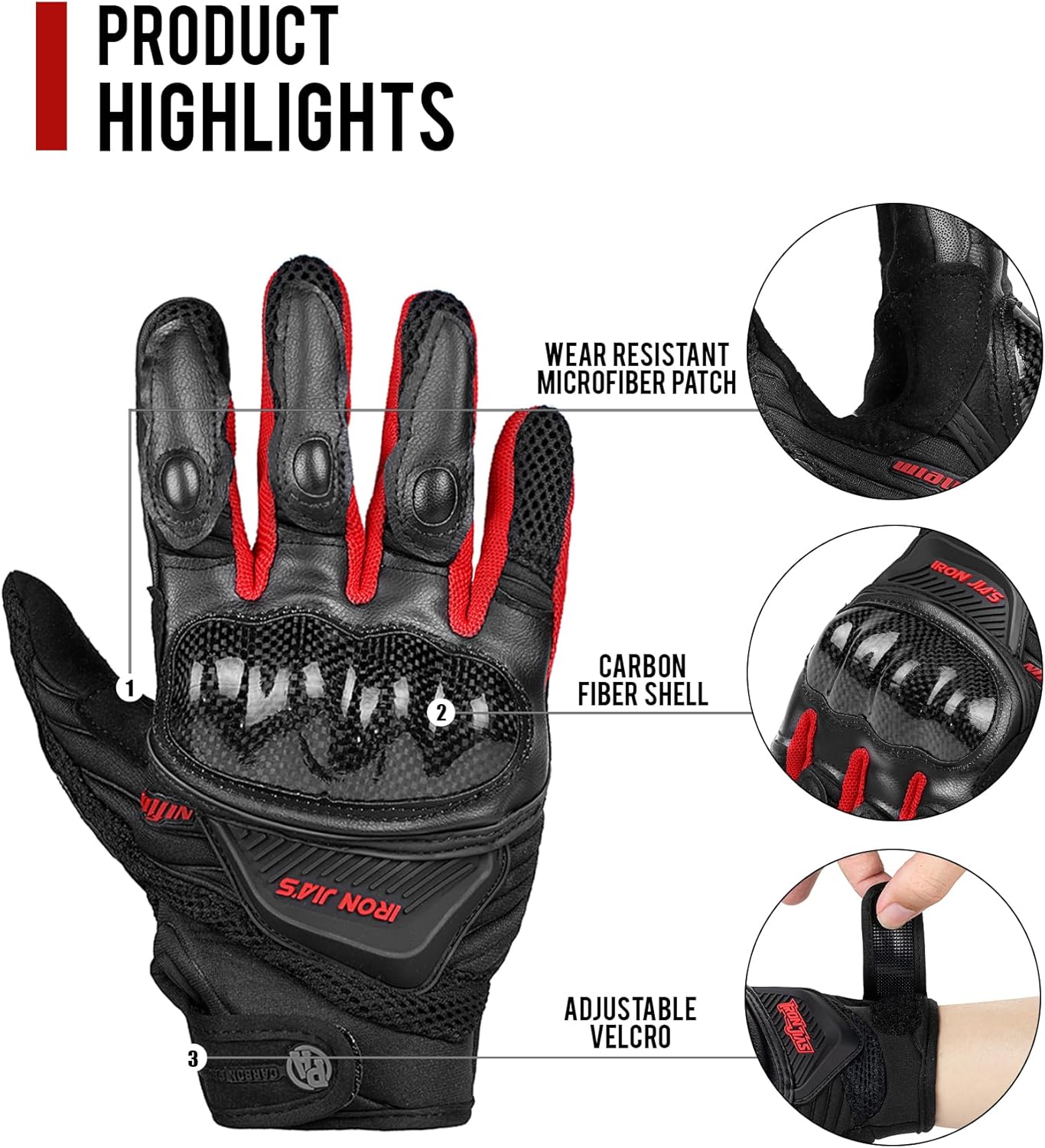 BORLENI Motorcycle Gloves Touch Screen for Men Women Padding Hard Knuckle Cycling Motorbike ATV Hiking Riding Climbing Glove