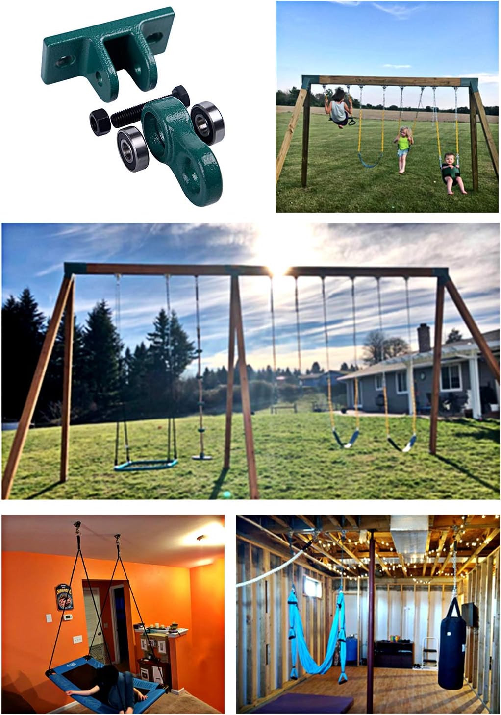Heavy Duty White Metal Color Swing Hangers Screws Bolts Included Over 5000 lb Capacity Playground Porch Yoga Seat Trapeze Wooden Sets Indoor Outdoor (4 Pack)