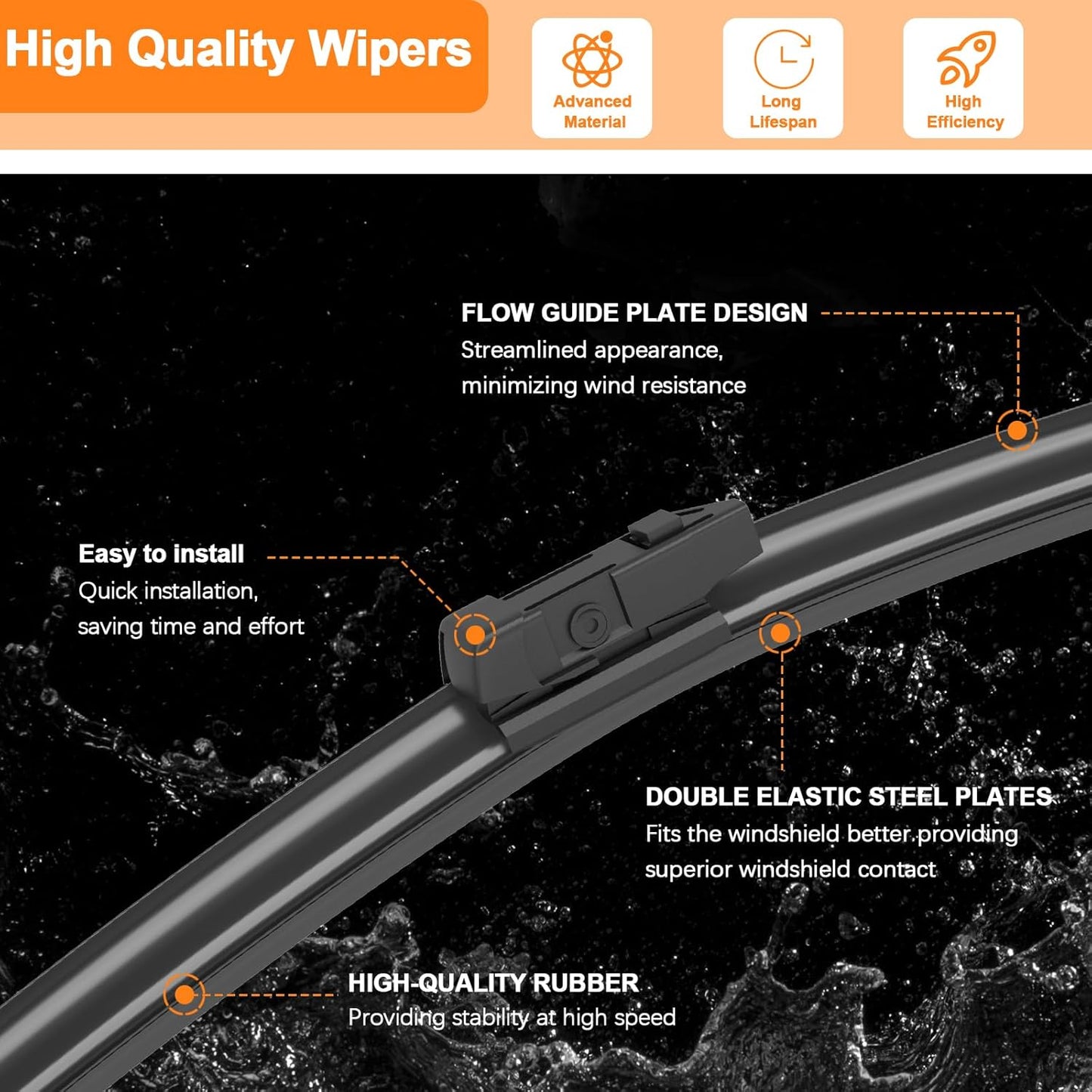 HULADAED® 16'' 16'' 12'' Windshield Wipers Replacement for Jeep Wrangler 2024-2018,Silicone Front Rear Wiper blades for MY Car-All Weather & Quiet(3 PACK)
