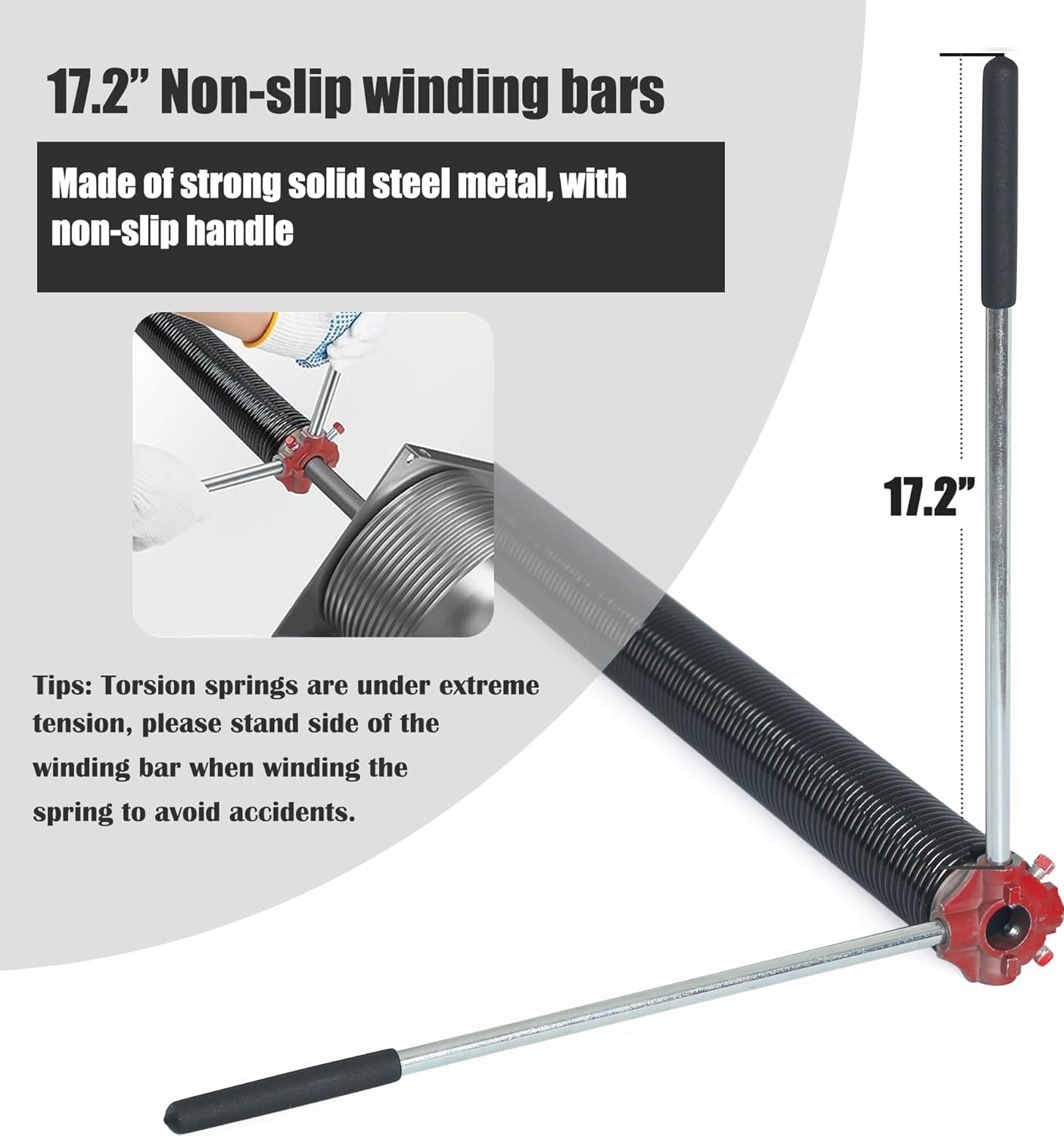 Garage Door Torsion Spring Set, Pair of 2" Electrophoresis Coated Garage Door Spring Replacement with 2 Non-Slip Winding Bars and Bearing, Minimum 16000 Cycles (.250x2x35")