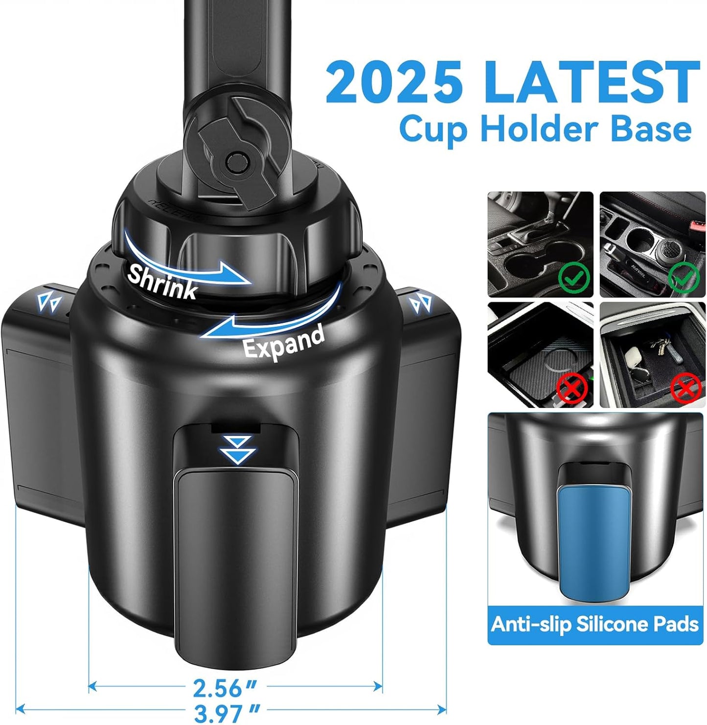 Miracase for Magsafe Car Mount Charger, 15W Fast Charging Cup Holder Phone Holder Wireless Magnetic Charger with Heat Dissipation System Only Fit iPhone 16/15/14/13/12 Series