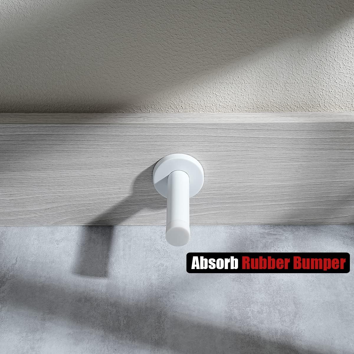 JQK Door Stopper White, 304 Stainless Steel Thicken 1mm Sound Dampening Door Stop Bumper Wall Protetor 4 Pack, DSB5-WH-P4