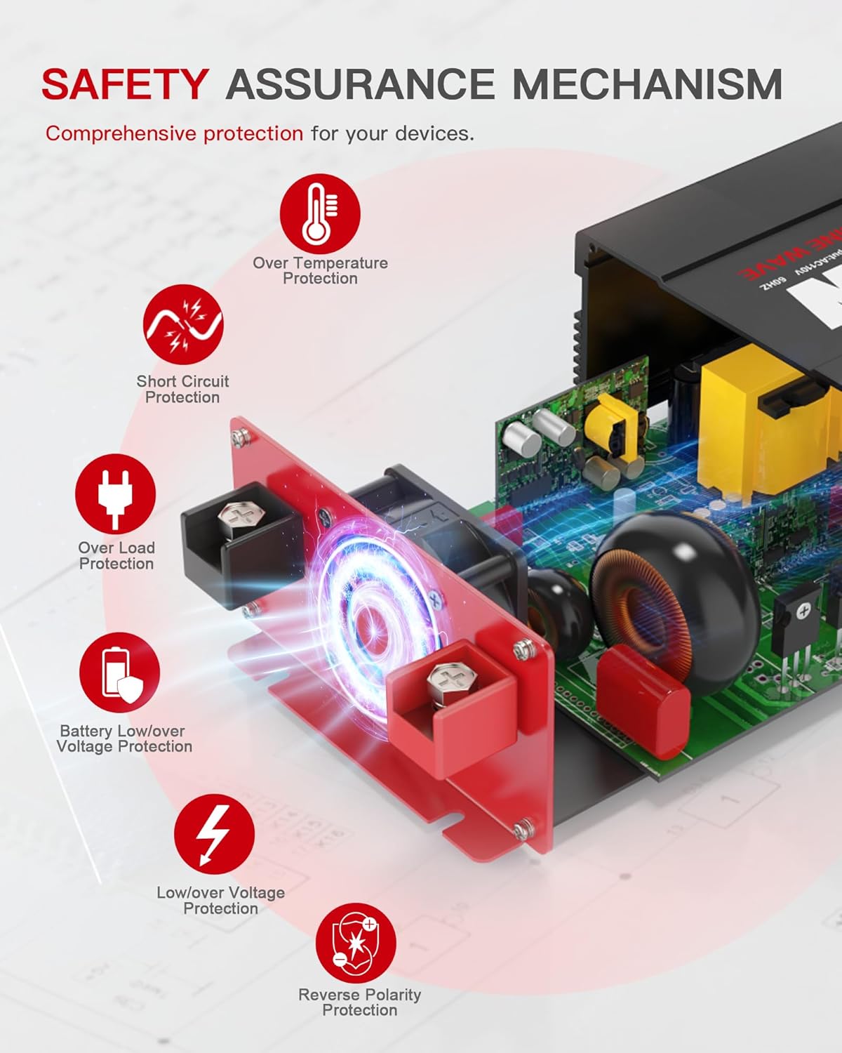 3000 Watts Pure Sine Wave Power Inverter 24V DC to 110V 120V AC Converter for Home RV Off Grid Truck Solar System Inverters with Type-C PD30W USB QC3.0 Port 4 AC Outlets LCD Display and Remote Control