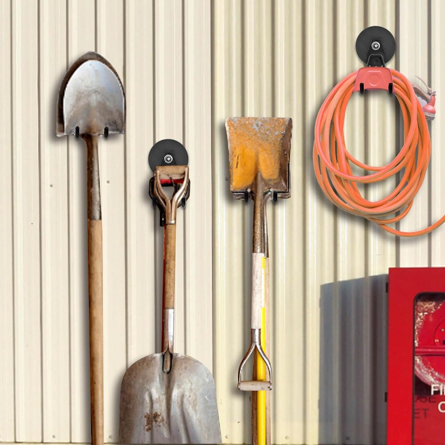 MIN CI 2 Pack Magnetic Hooks, 3.46" (88 mm) Heavy Duty, Black, Neodymium & Rubber, 35 lbs Max Weight, Industrial Style, Garage, Workshop, Kitchen, Pegboard, Metal Cabinets