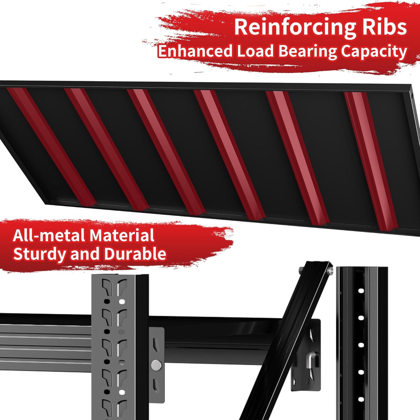 5000LBS Heavy Duty Garage Shelving 59" W Garage Storage Shelves 4-Tier Metal Garage Shelving Adjustable Shelf Unit Storage Rack for Basement Supermarket Warehouse 59" W x 24" D x 78" H Black